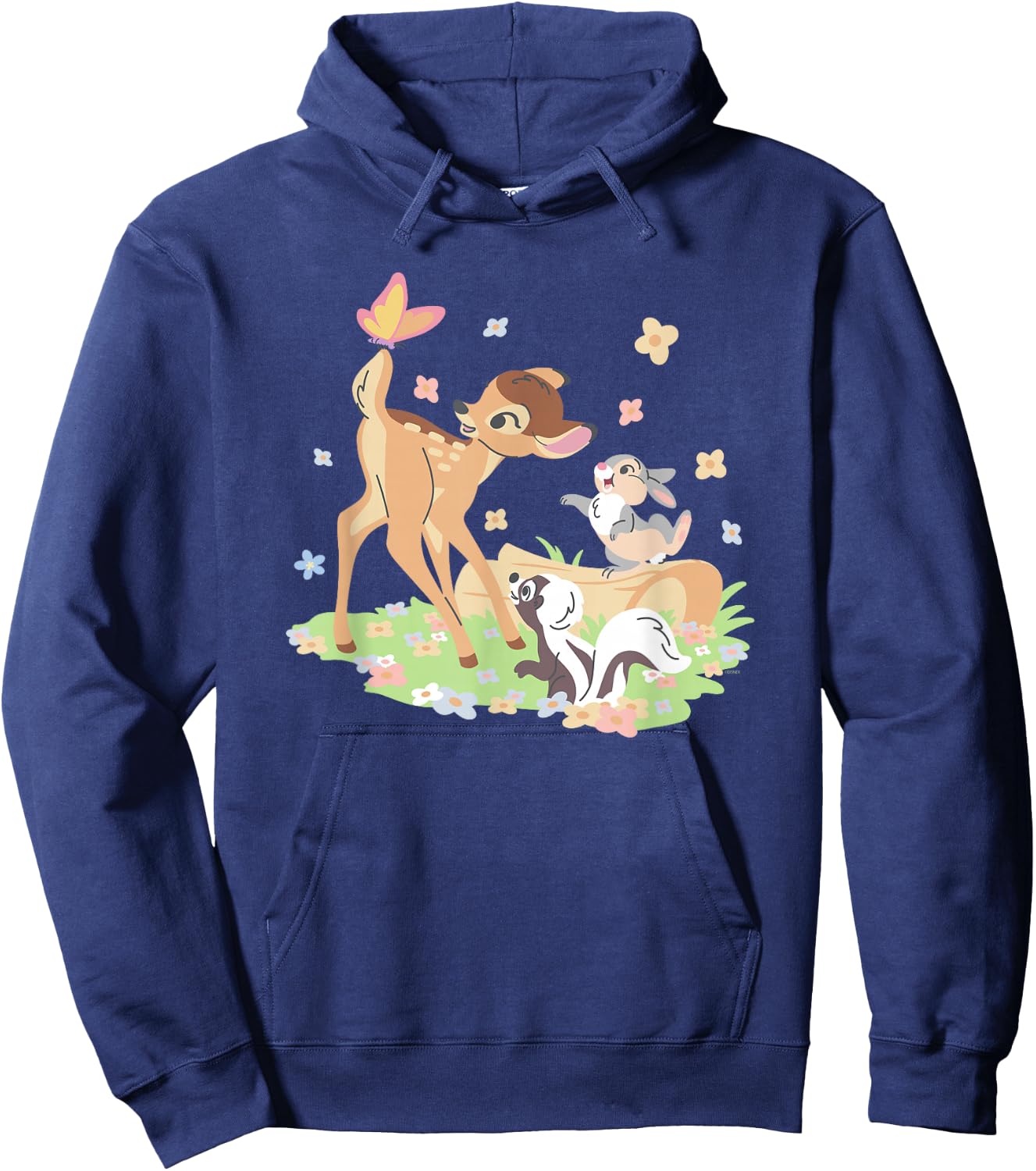 Disney Bambi Thumper & Flower Pastel Spring Easter Butterfly Hoodie - Hoodie | Navy
