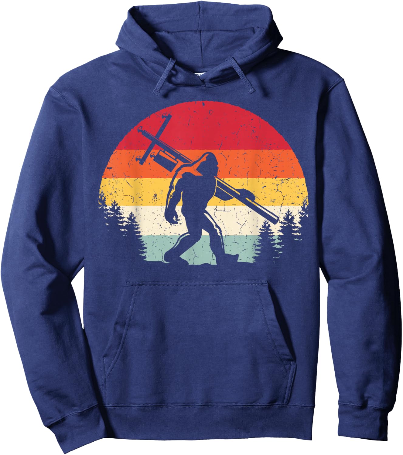 Bigfoot Lineman Power Electrician Funny Sasquatch Lineworker Hoodie - Hoodie | Navy