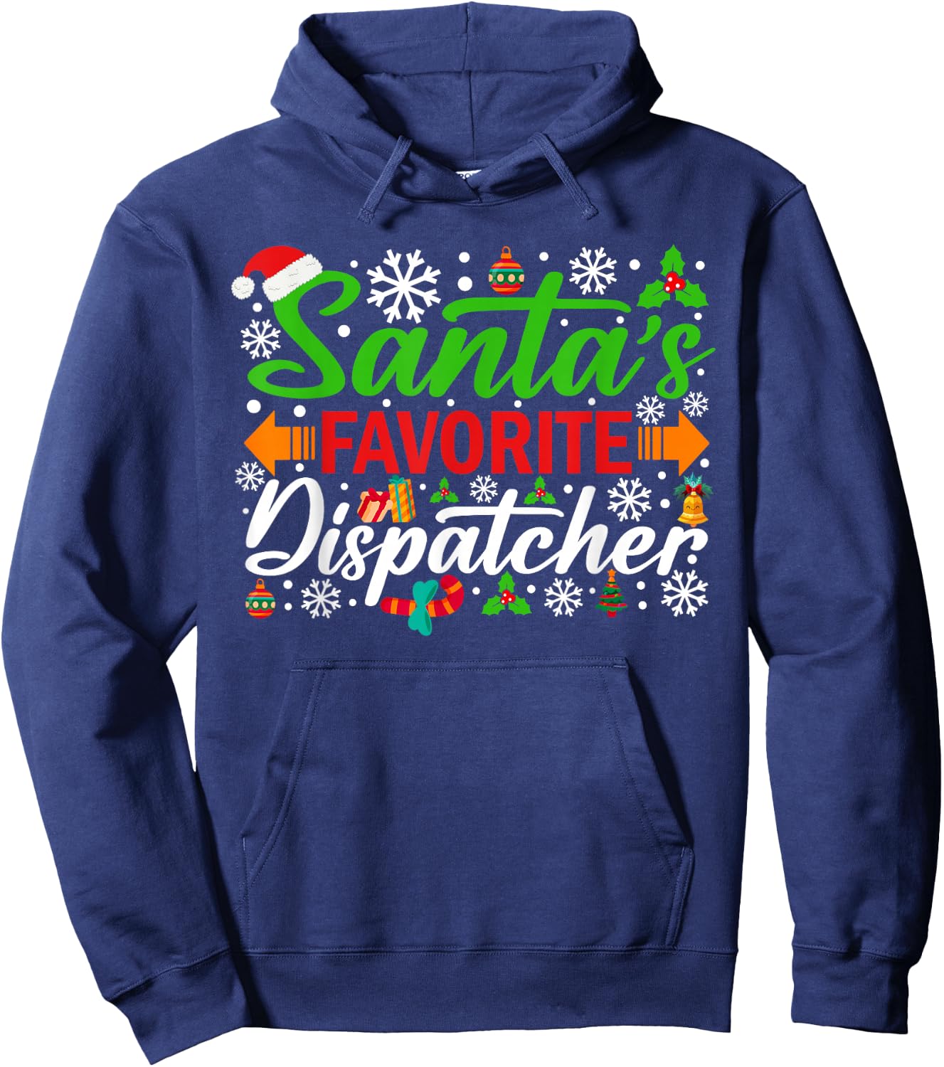 Santa's Favorite Dispatcher Funny Christmas Hoodie - Hoodie | Navy