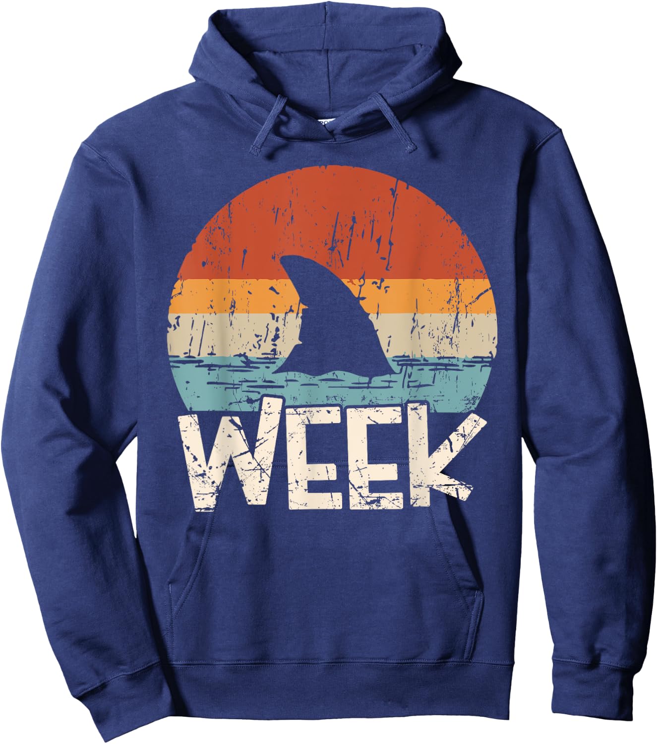 Week Marine Biologist Retro Shark Fin Lover Ocean Wildlife Hoodie - Hoodie | Navy