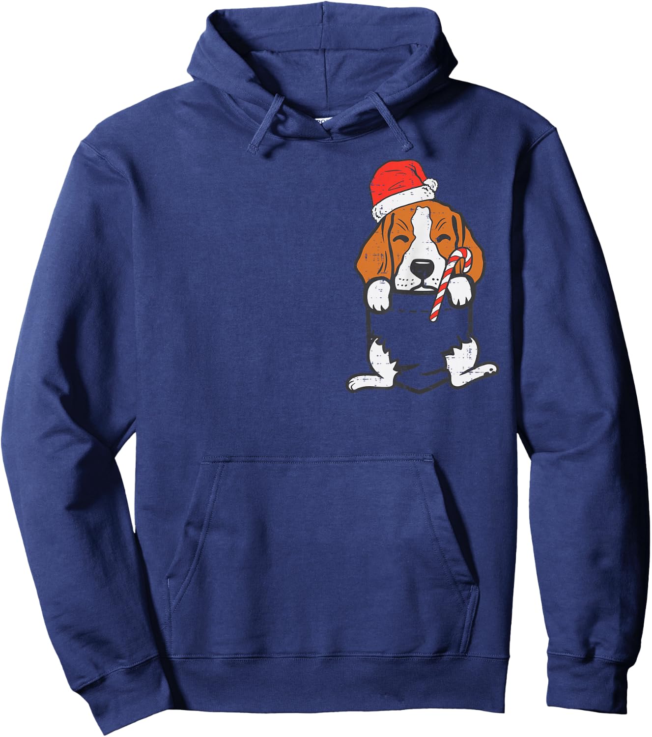 Pocket Beagle Santa Dog Christmas Xmas Men Women Hoodie - Hoodie | Navy