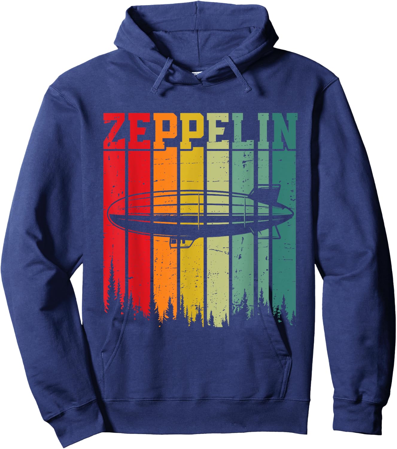 Retro Zeppelin 70s 80s Dirigible Airship Zepelin Zepplin Hoodie - Hoodie | Navy