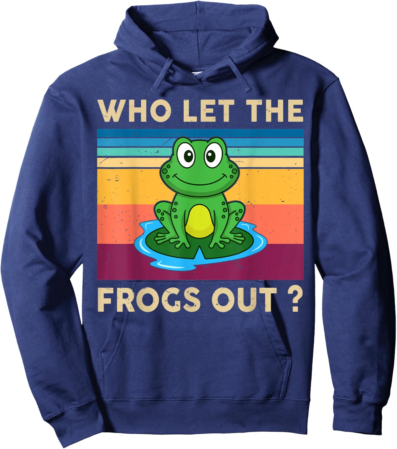 Cute Frog Who Let The Frogs Out Kids Boy Toddler Herpetology Hoodie - Hoodie | Navy