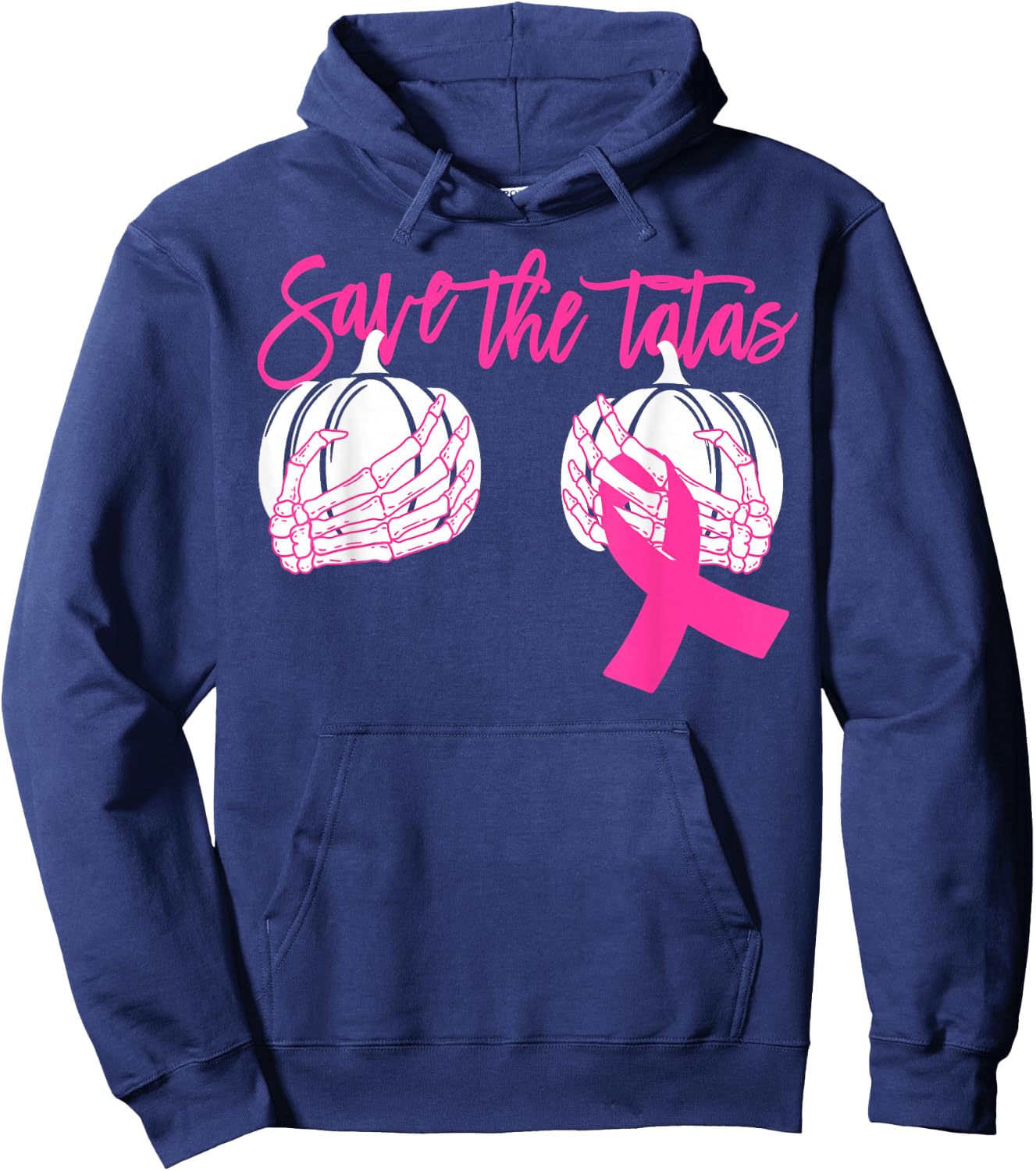 Save The Tatas Pumpkin Women Breast Cancer Awareness Hoodie - Hoodie | Navy