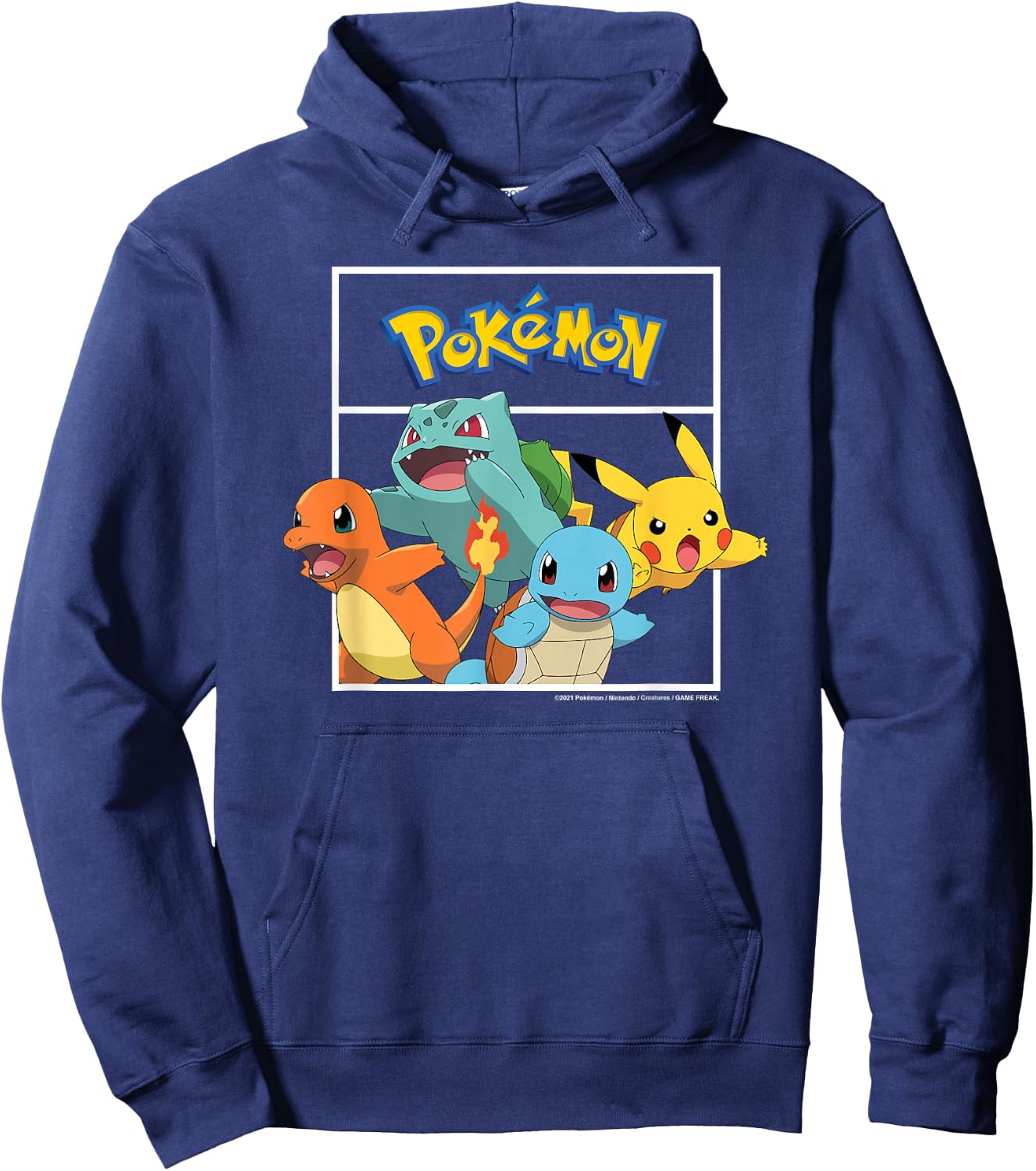 Pokémon - Pikachu Charmander Bulbasaur Squirtle Kanto Group Hoodie - Hoodie | Navy