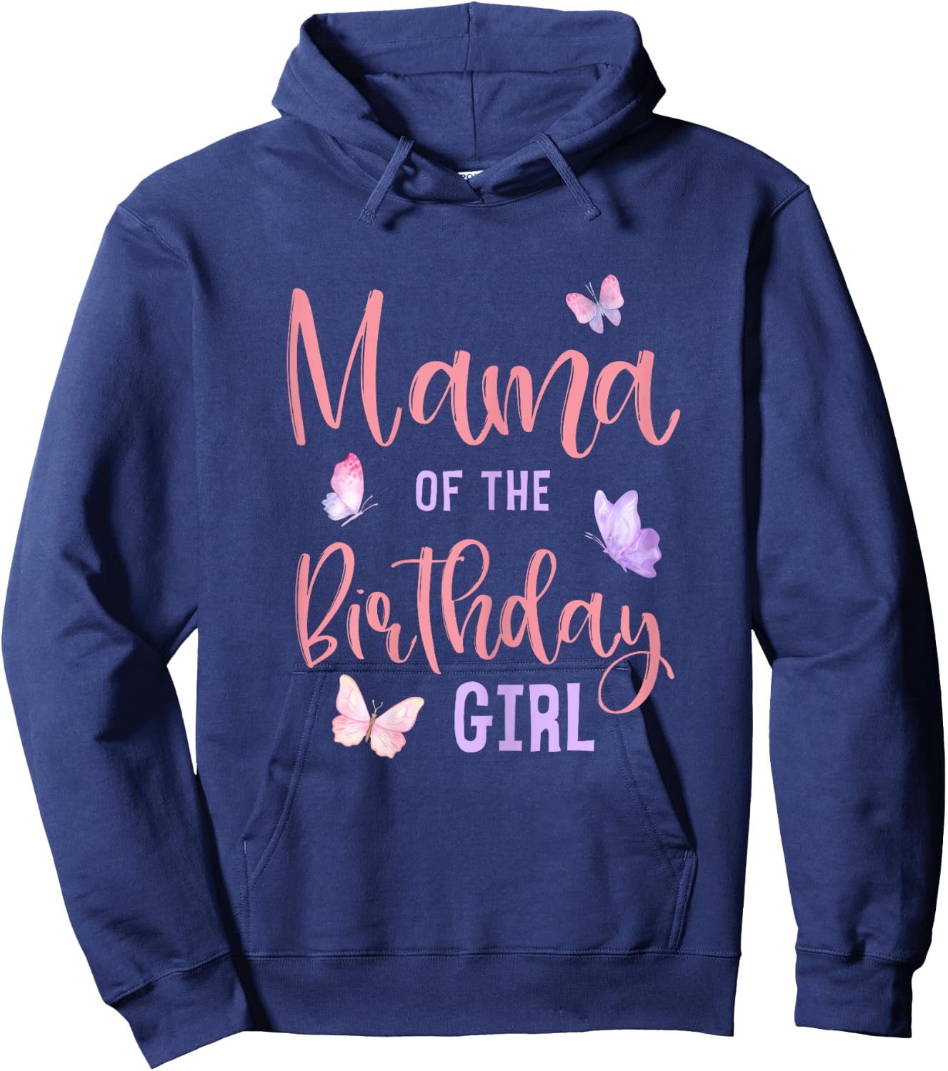 Mama of The Birthday Girl Butterfly Party Matching Family Hoodie - Hoodie | Navy