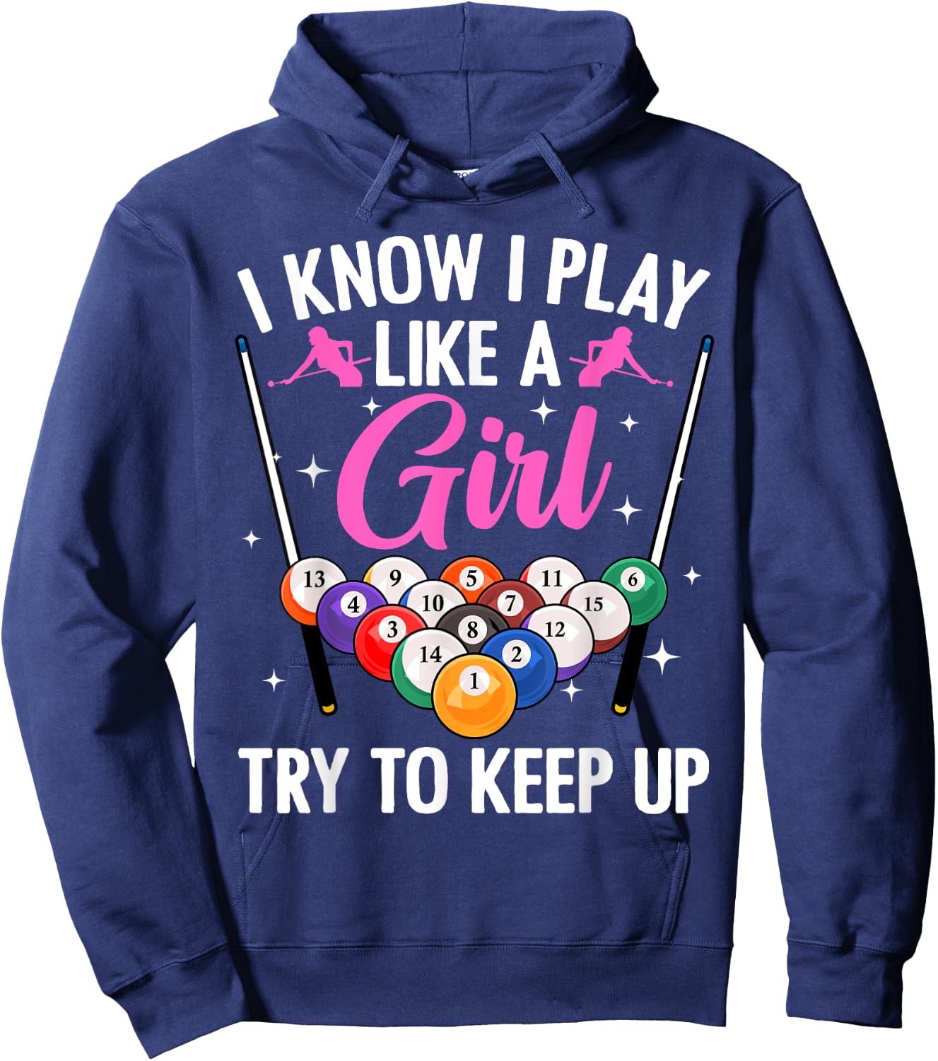 Funny Billiards Design Girls Pool Billiard Player Hoodie - Hoodie | Navy
