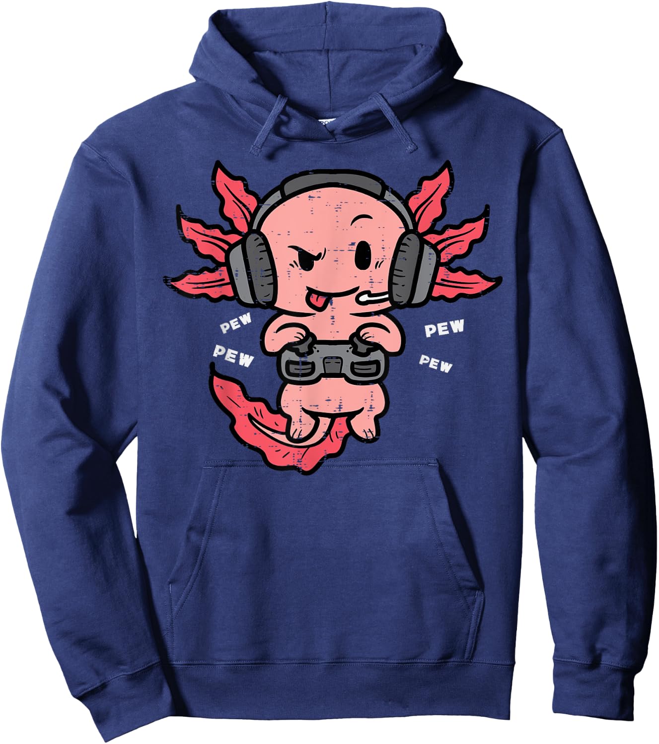 Gamer Axolotl Funny Video Gaming Men Boys Kids Youth Teens Hoodie - Hoodie | Navy