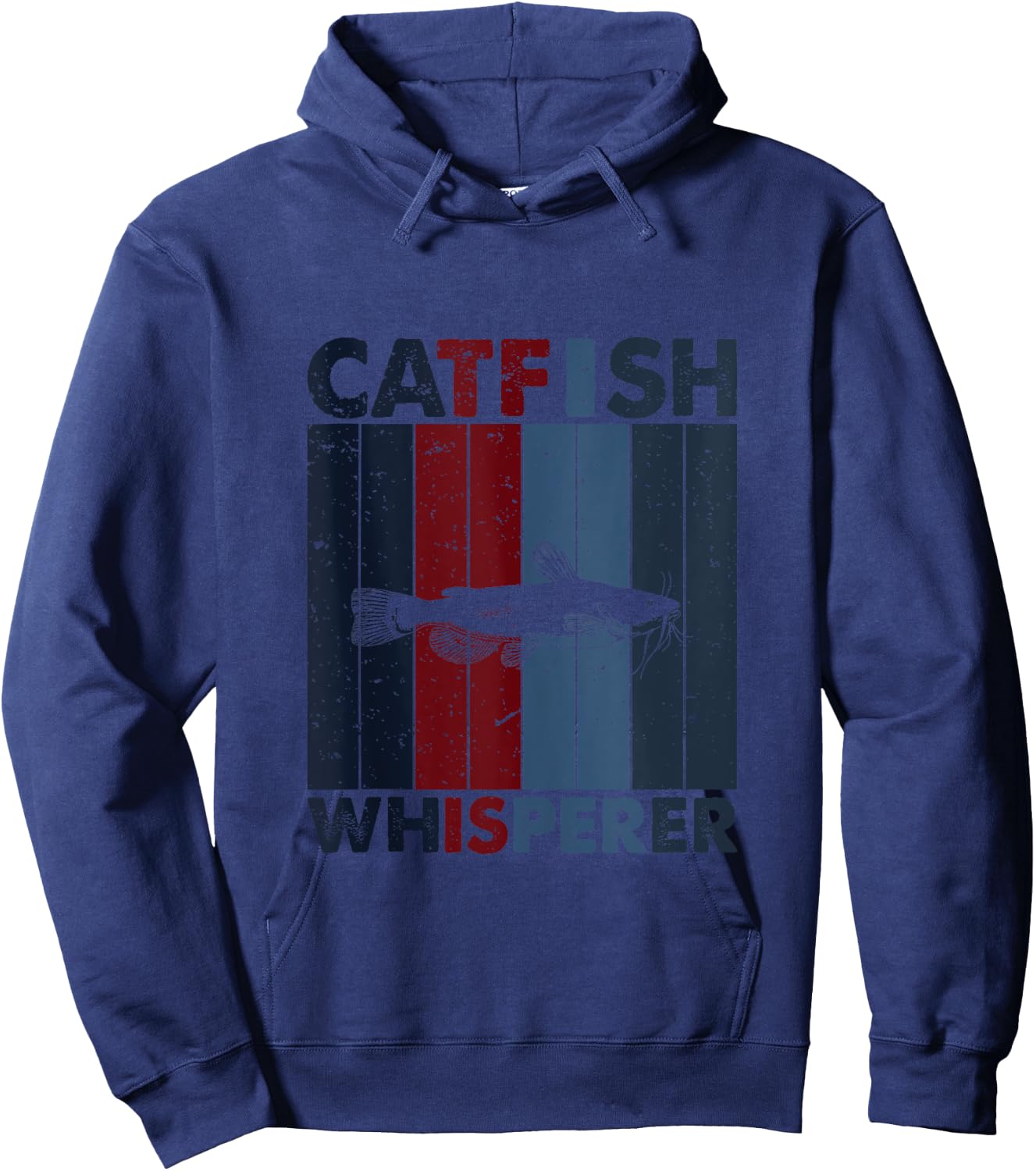 Fish Dad Mom Whisperer - Fisherman Vintage Catfish Fishing Hoodie - Hoodie | Navy