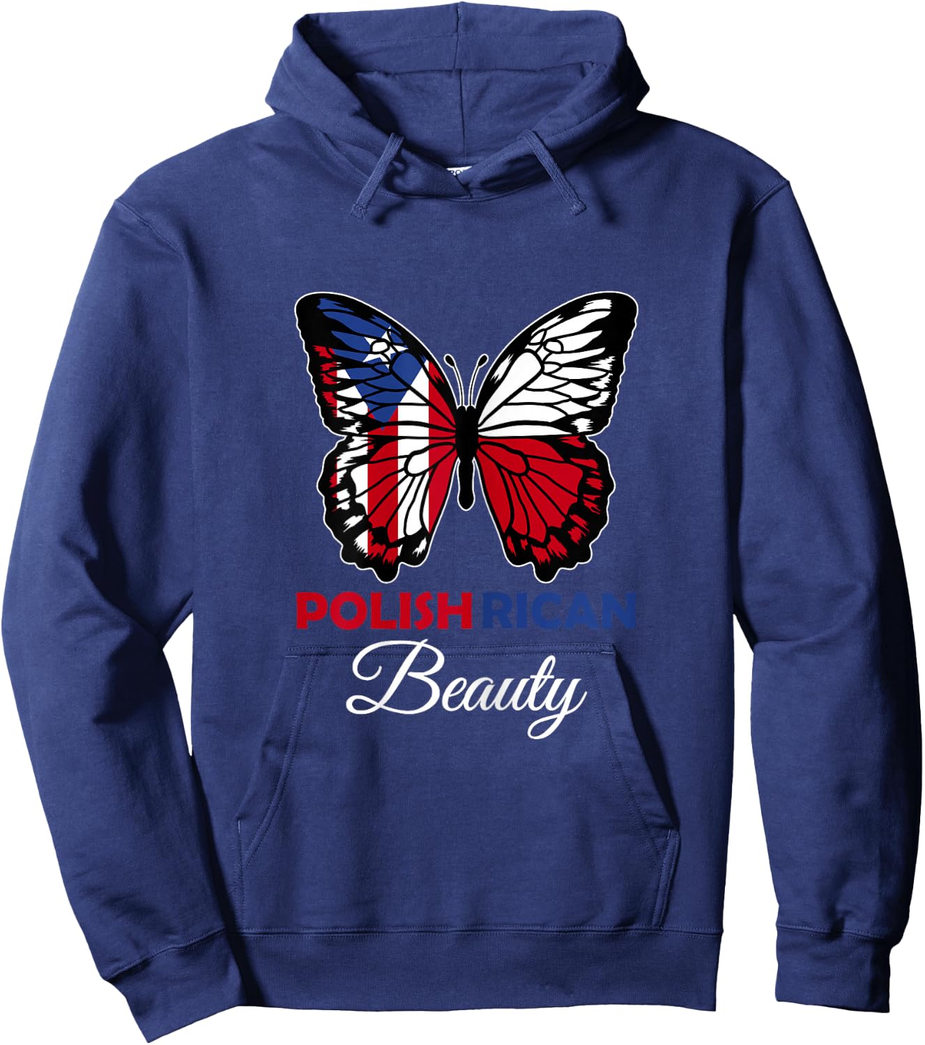 Polish Rican Beauty Butterfly Puerto Rico and Polska Hoodie - Hoodie | Navy