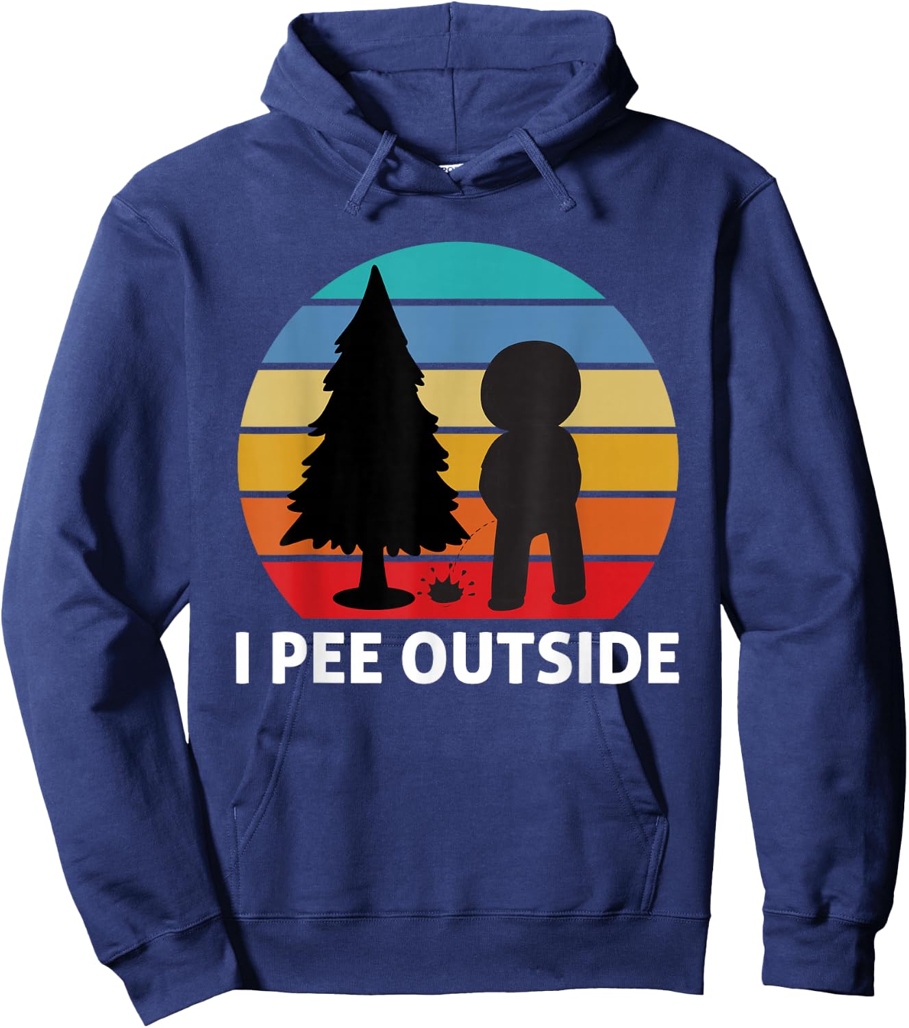 Funny Camping Quote -Adults Black Short Sleeve Classic Fit Small I Pee Outside Camping Hoodie - Hoodie | Navy