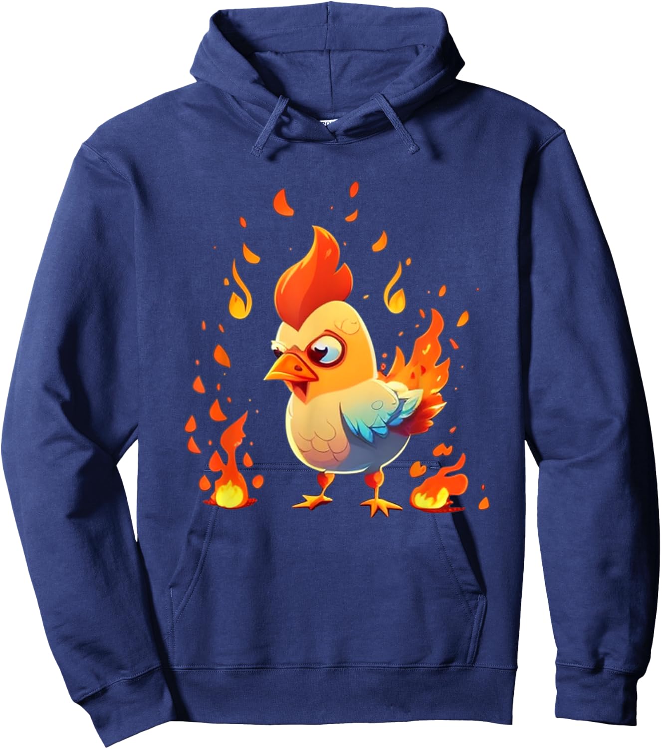 Funny looking Fire Chicken Hoodie - Hoodie | Navy