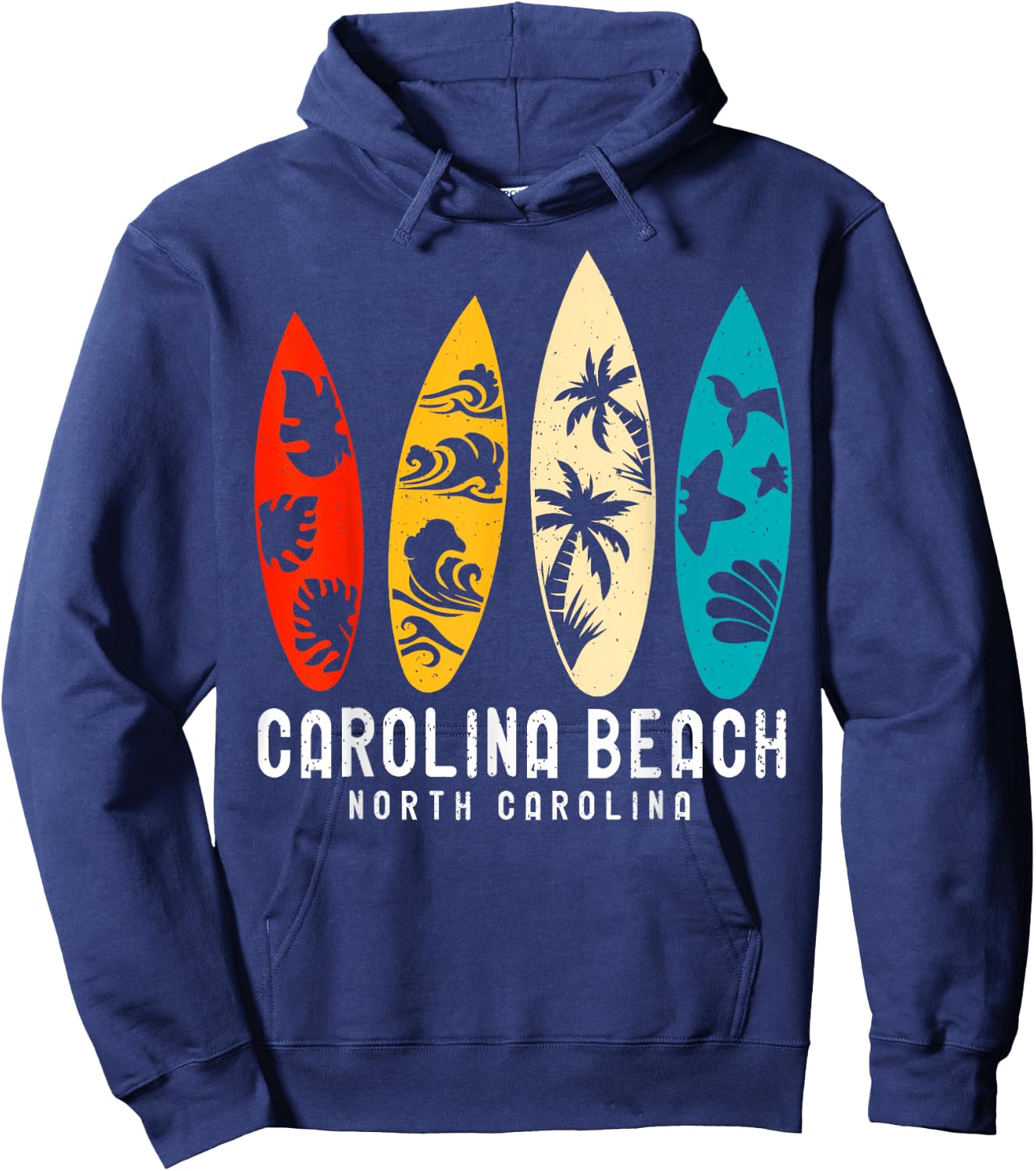 Vintage Carolina Beach North Carolina Beach Surfing Hoodie - Hoodie | Navy