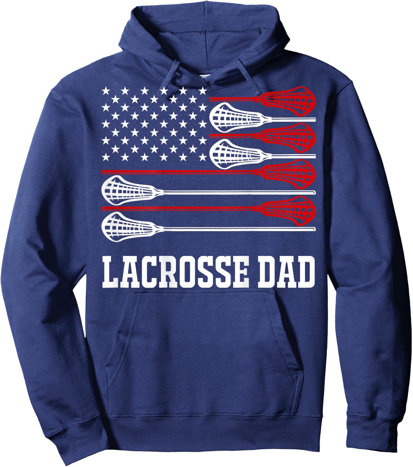 Vintage Lacrosse Dad Lax Dad USA Flag Patriotic USA Hoodie - Hoodie | Navy
