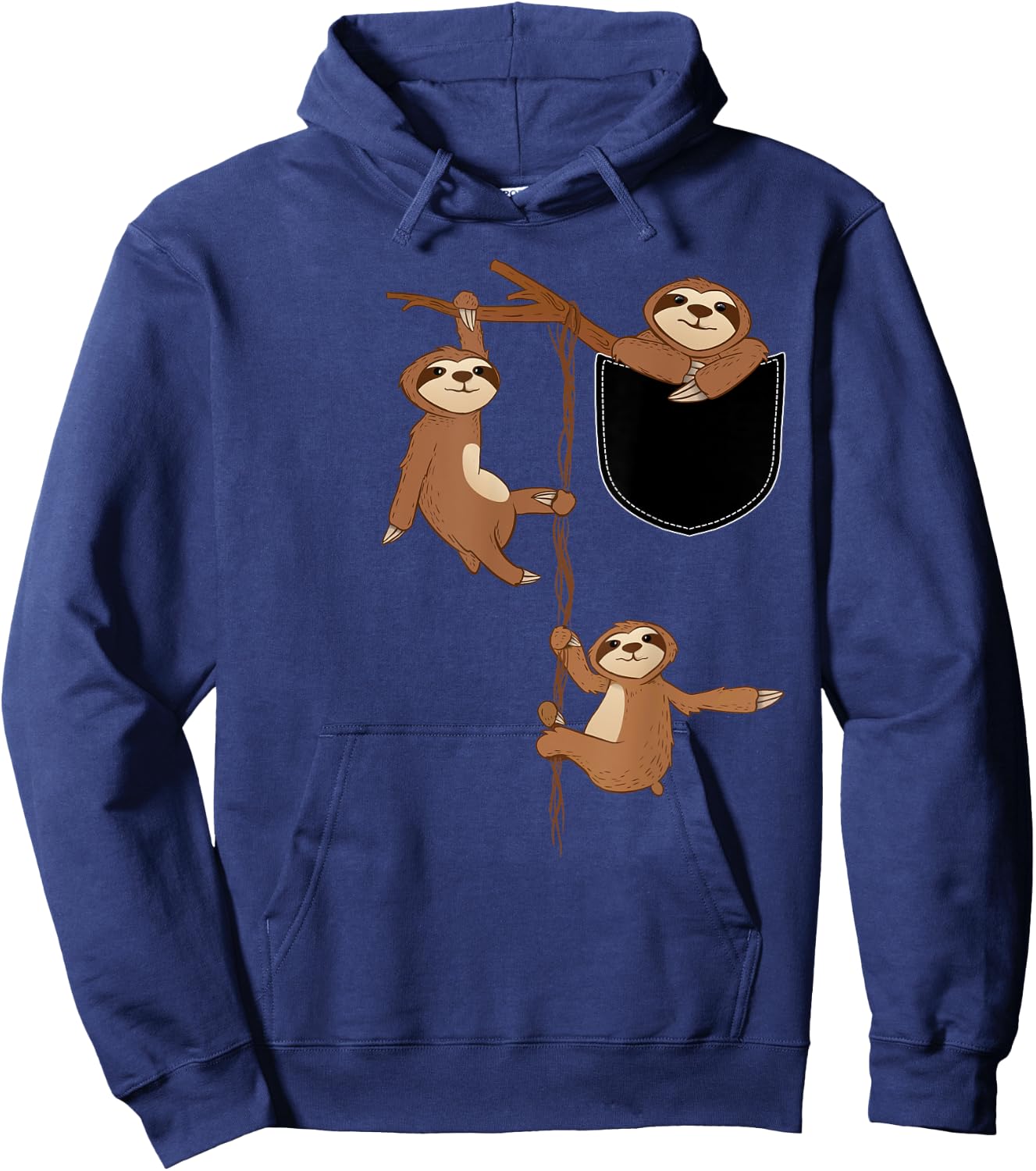 Happy Family Sloth In A Tree - Wildlife Animal Lover Hoodie - Hoodie | Navy