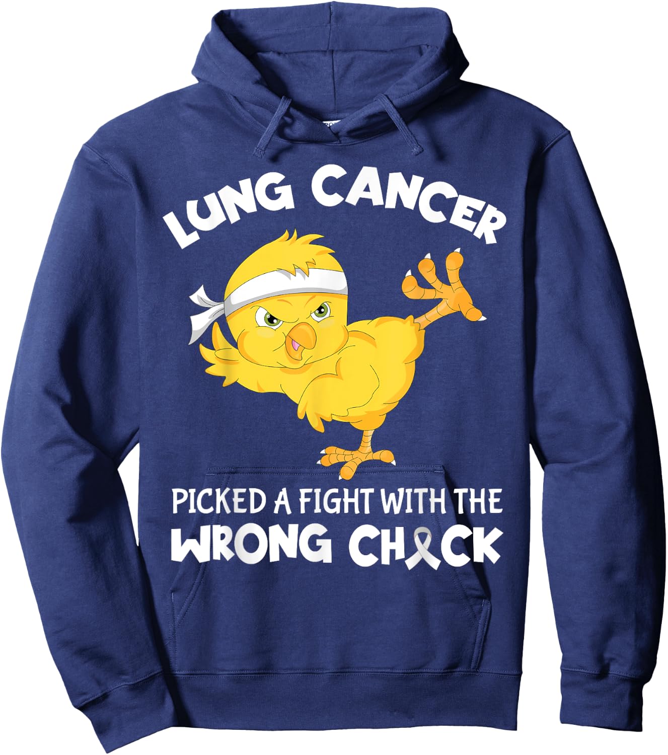Lung Cancer Picked A Fight The Wrong Chick Funny Lung Cancer Hoodie - Hoodie | Navy