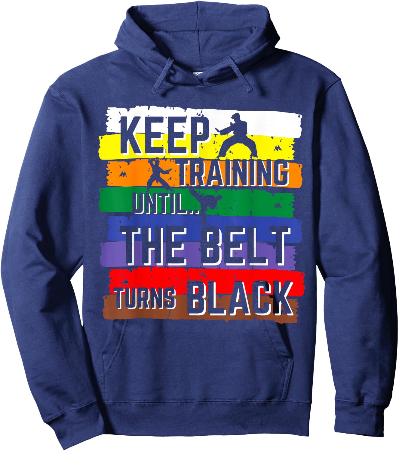 Karate Gifts Keep Training Until The Belt Turns Black Girls Hoodie - Hoodie | Navy