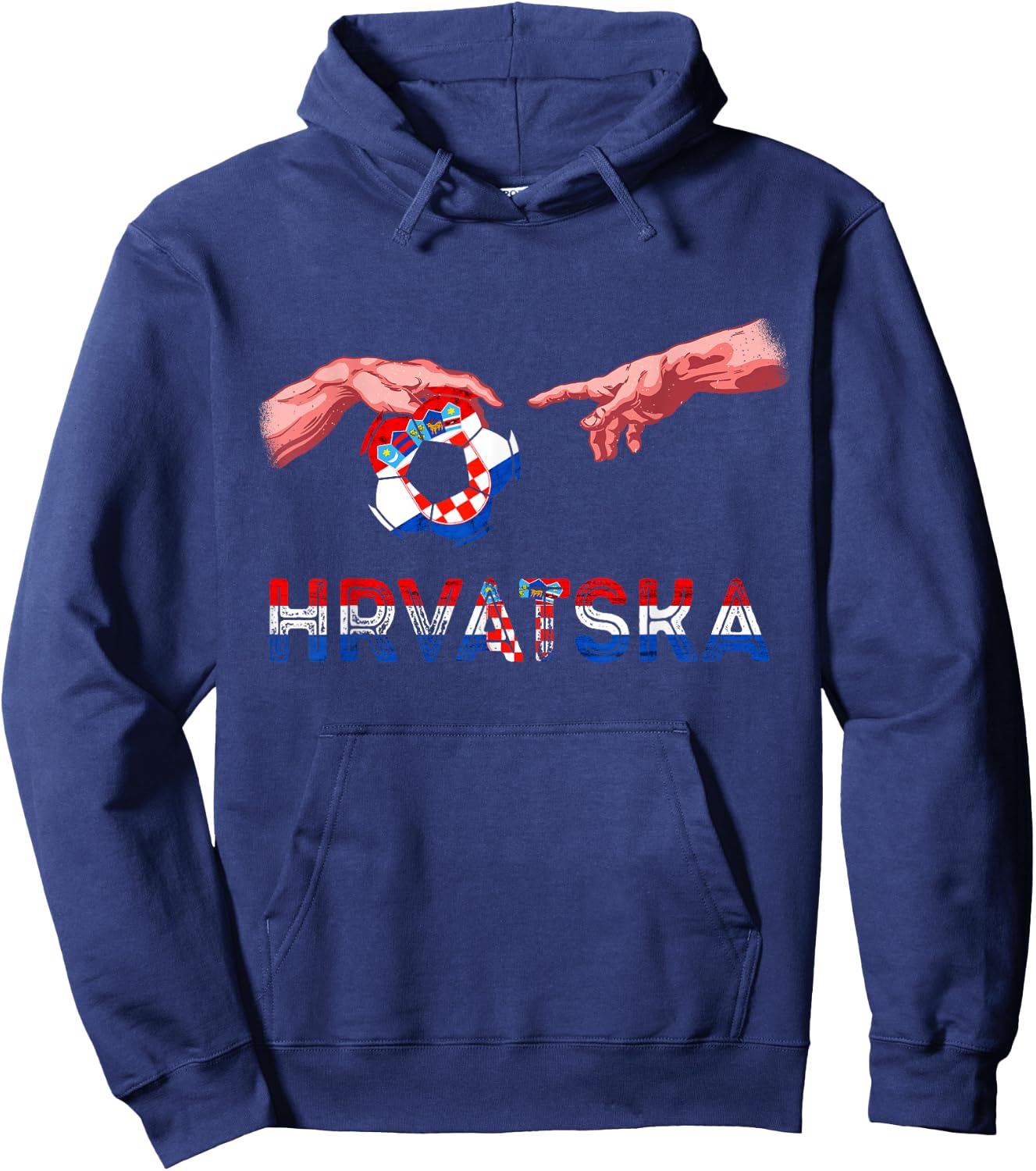 Croatia Hrvatska Soccer Team Reaching Hands Croatian Flag Hoodie - Hoodie | Navy