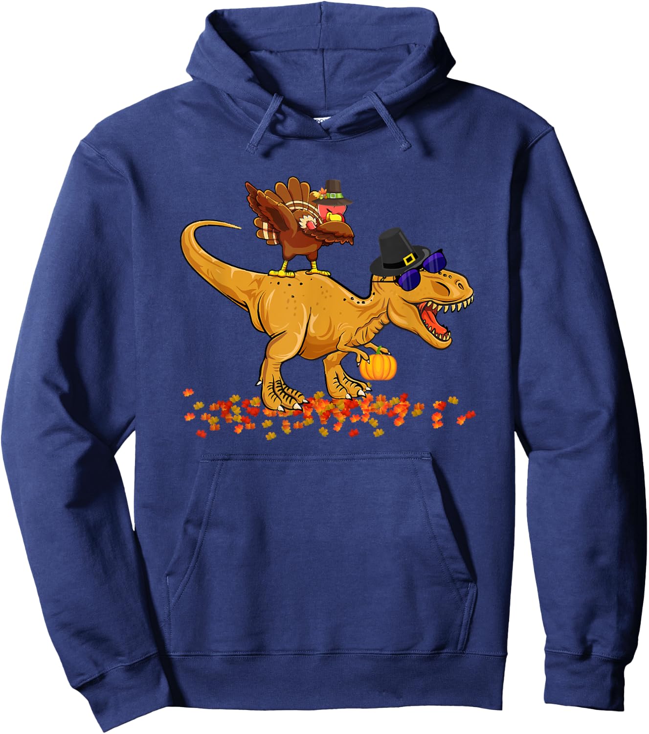 Thanksgiving Dinosaur Dabbing Turkey T-Rex Turkey Saurus Rex Hoodie - Hoodie | Navy
