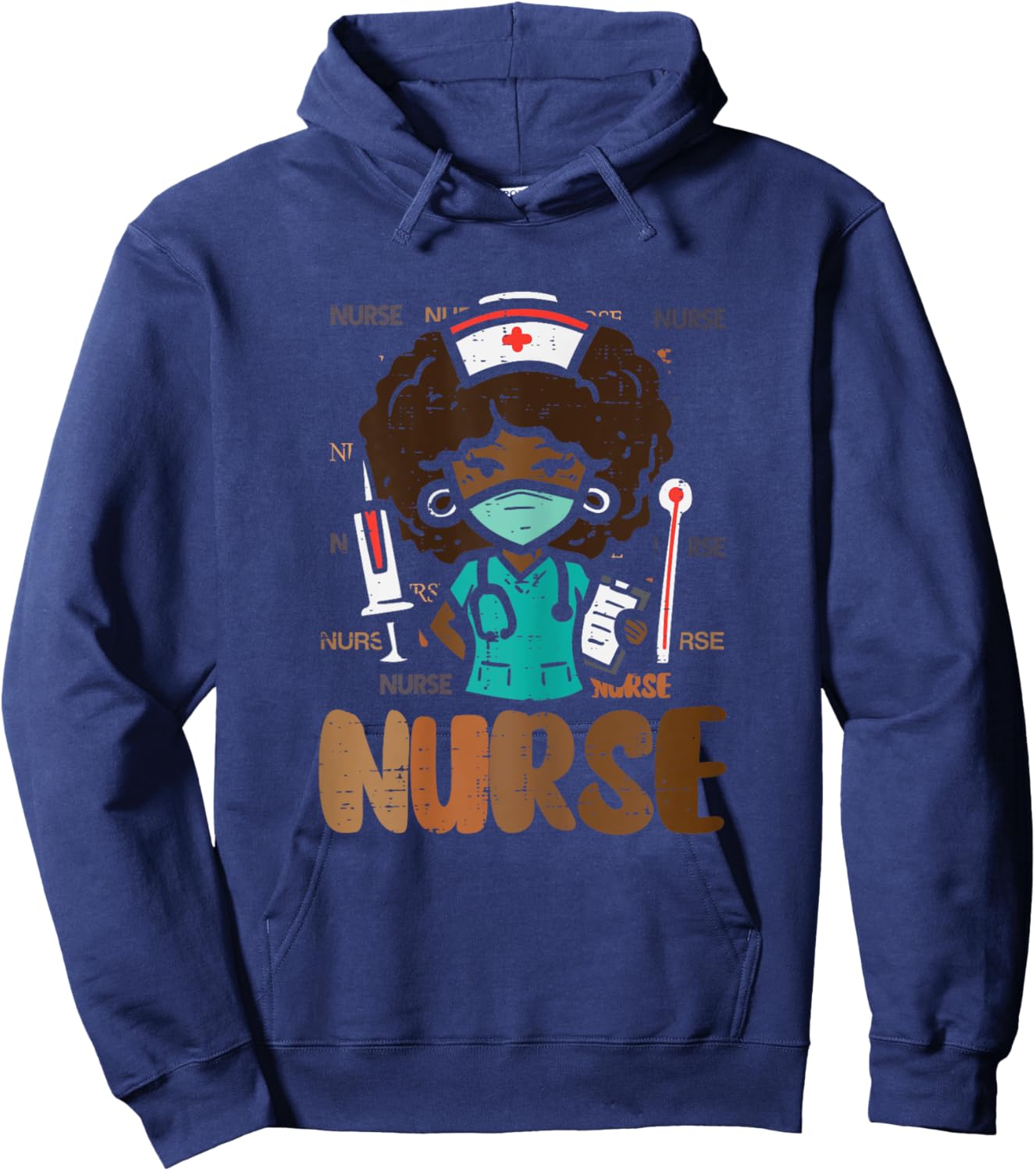 Black History Afro Nurse African Nursing Scrub Top Women Hoodie - Hoodie | Navy