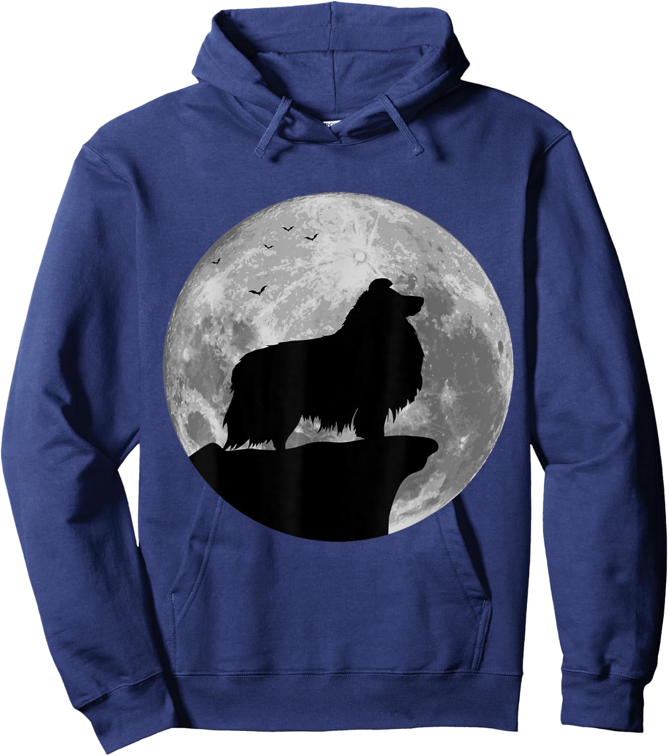 Sheltie Silhouette In The Moon Halloween Costume Hoodie - Hoodie | Navy