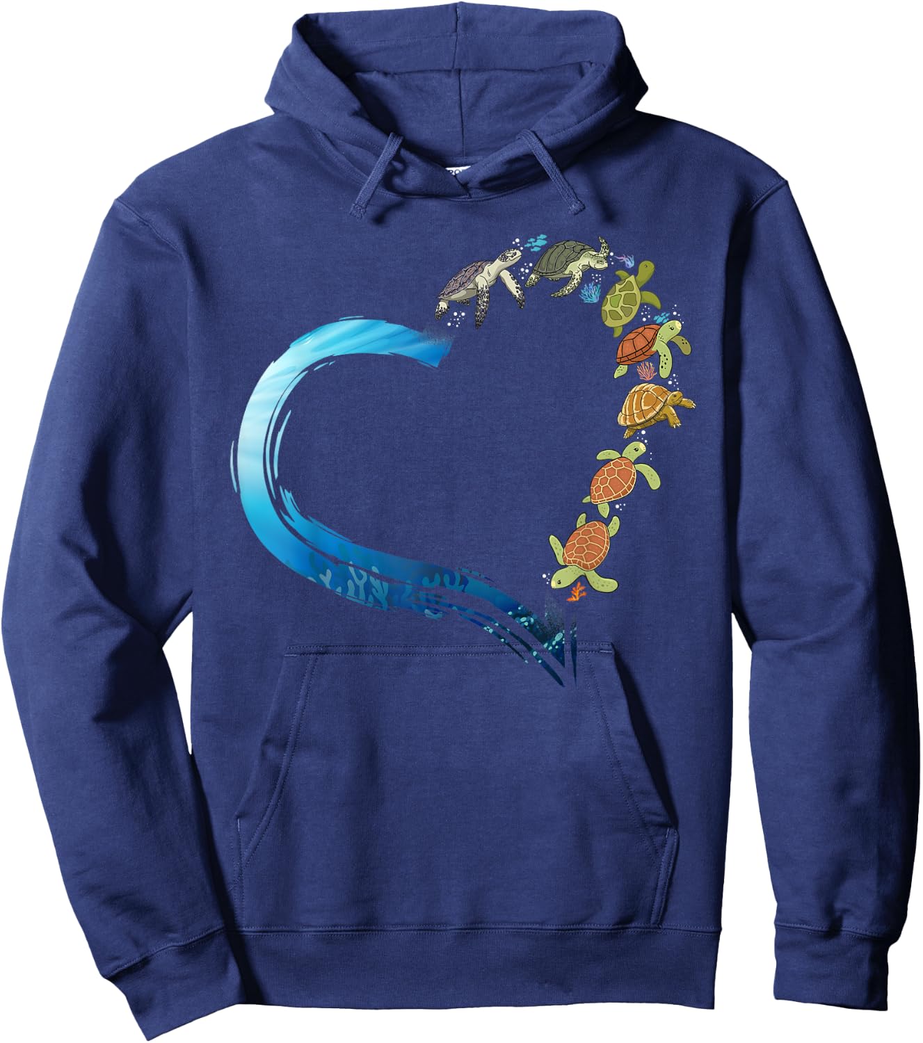 Sea Turtle Tortoise Heart Hoodie - Hoodie | Navy