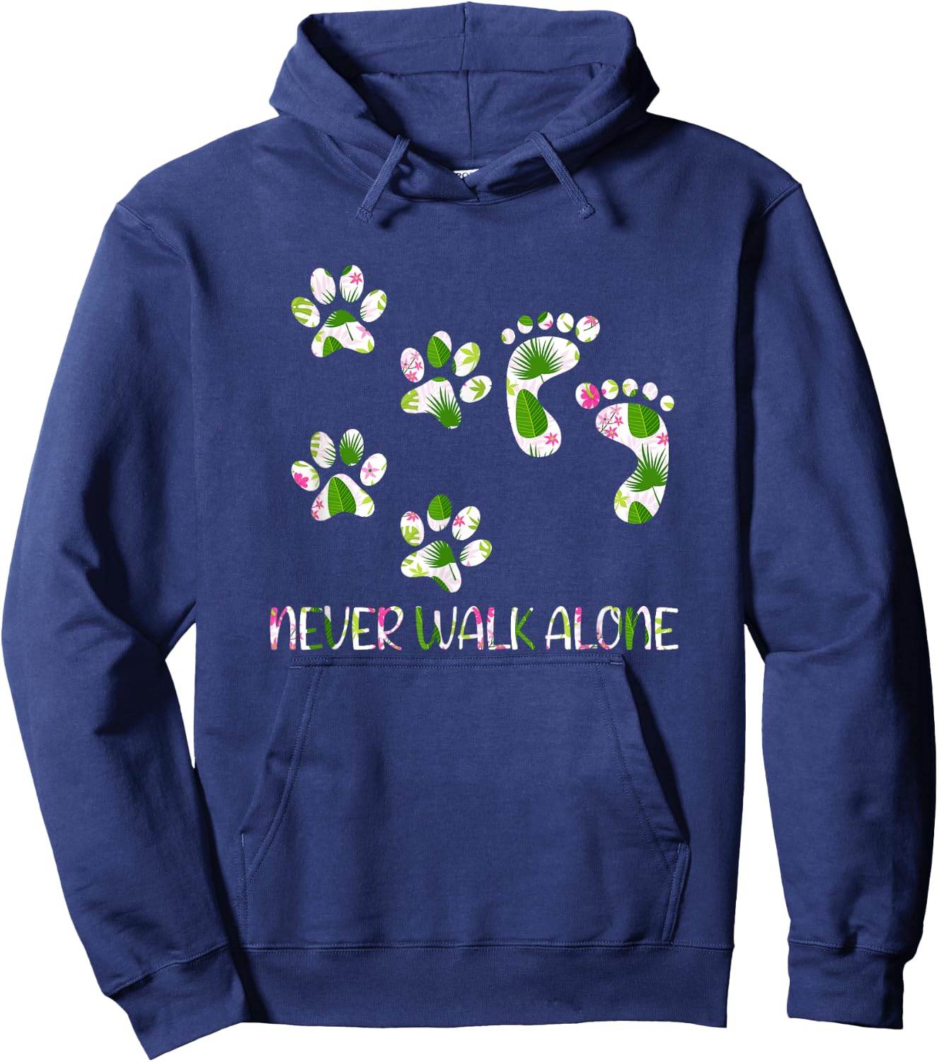 Never Walk a Alone Paw Dog Flower Dog Friends Dog Lover Men Women Girls Kids Hoodie - Hoodie | Navy