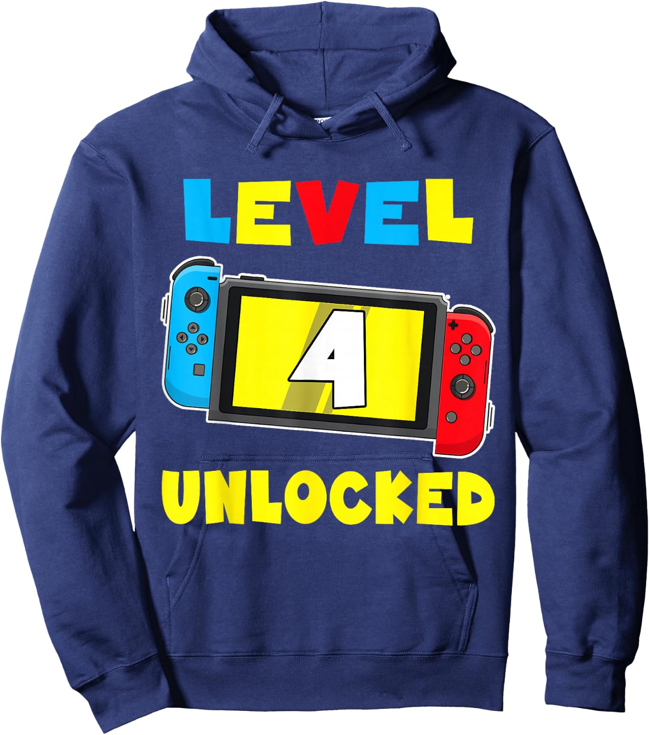 Level 4 Unlocked 4th Birthday Shirt Video Game 4 Year Old Hoodie - Hoodie | Navy