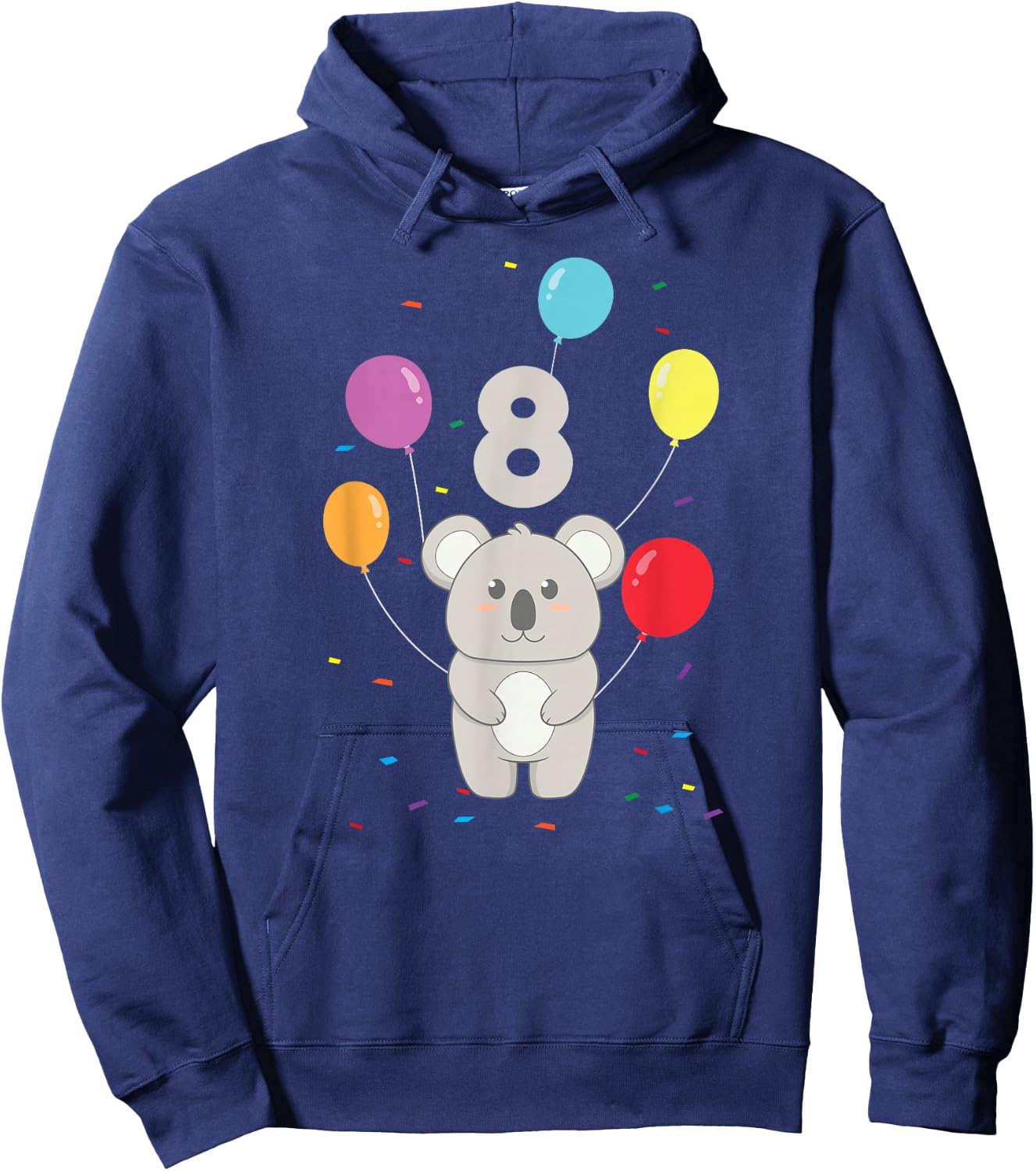 8th Birthday 8 Years Koala Balloons Australia Eucalyptus Zoo Hoodie - Hoodie | Navy