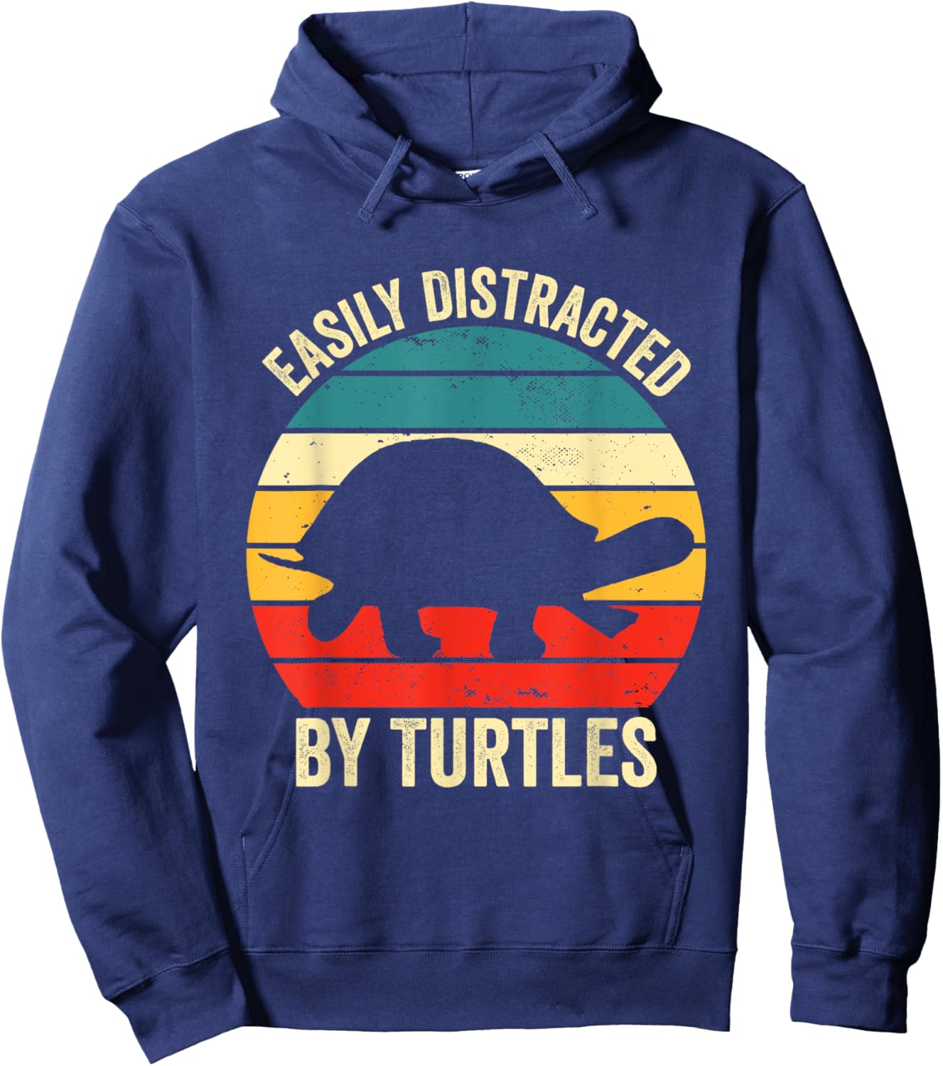 Turtle Easily Distracted By Turtles Sea Vintage Kids Lover Hoodie - Hoodie | Navy