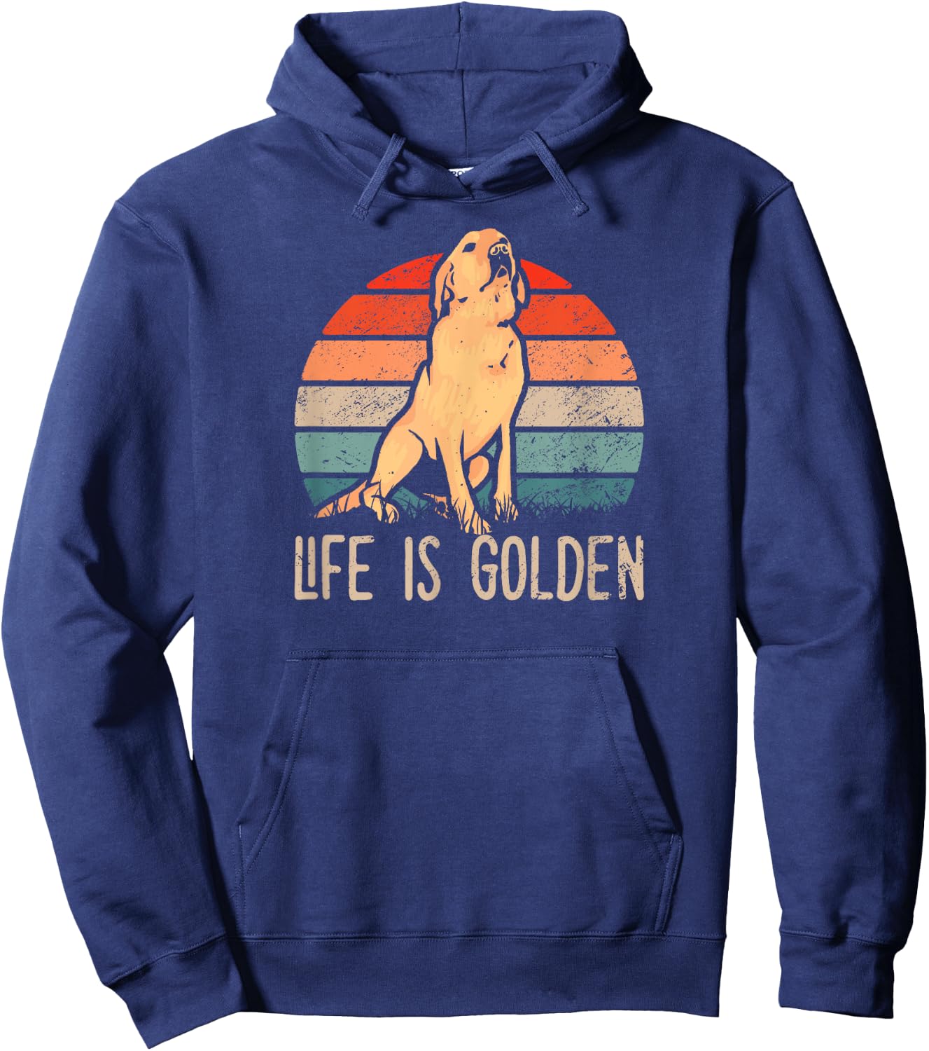 Retriever Dog in vintage style - Life Is Golden Dog Women Girls Kids Hoodie - Hoodie | Navy