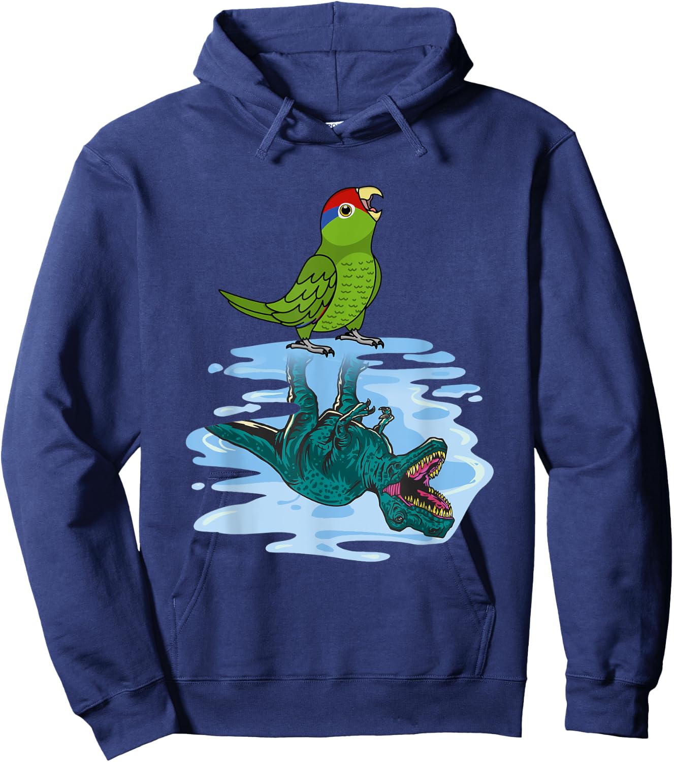 Parrot & T Rex Reflection I Mexican Red-headed Amazon Hoodie - Hoodie | Navy