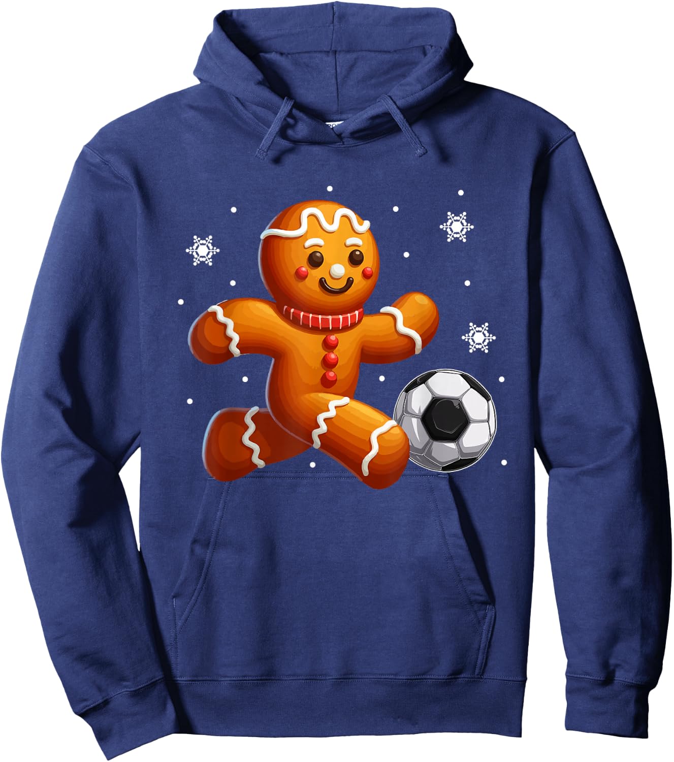 Gingerbread Playing Soccer Christmas Cookie Player Team Hoodie - Hoodie | Navy