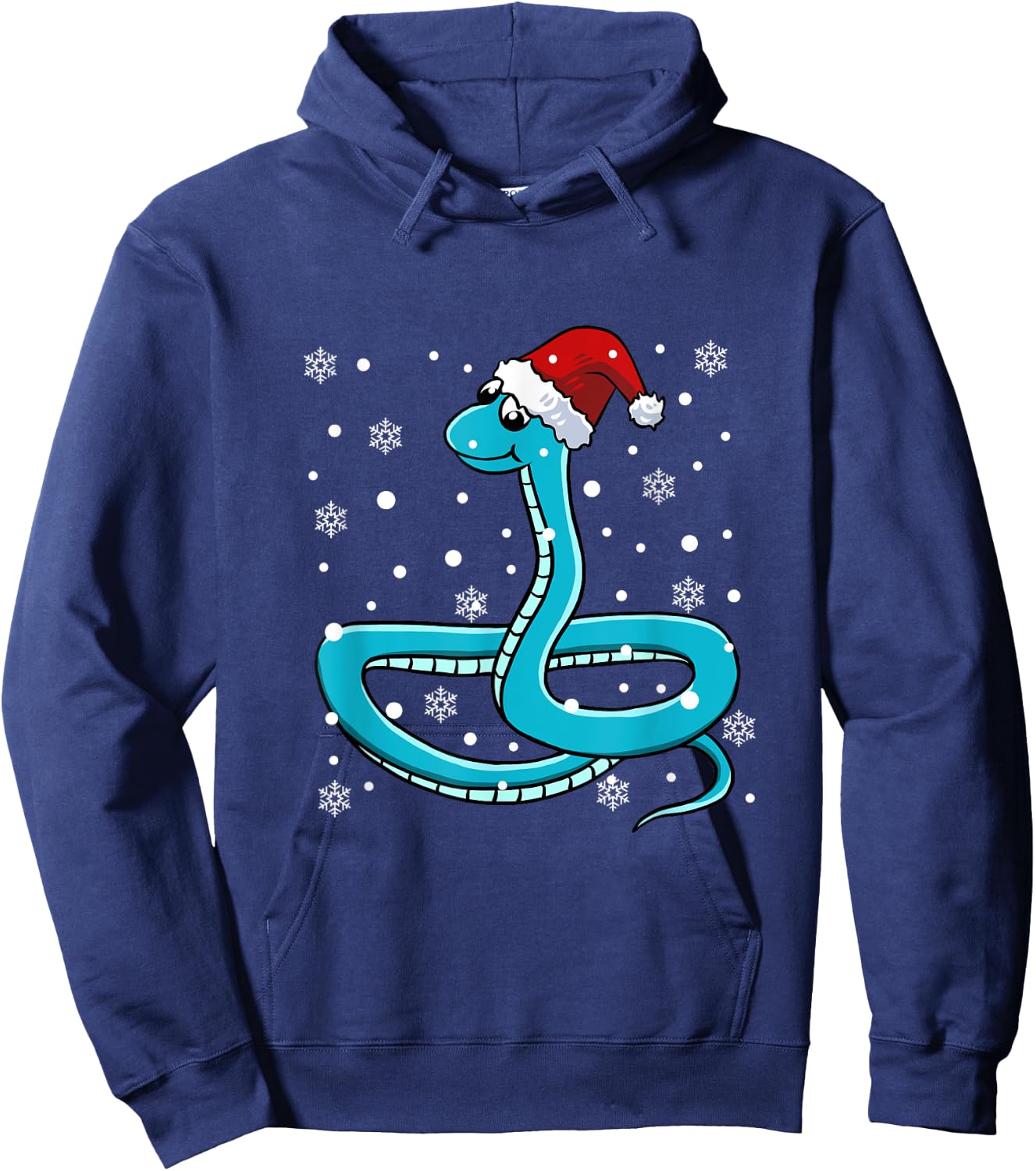 Snake Santa Hat Christmas Pajama Cute Animal Snowflakes Xmas Hoodie - Hoodie | Navy