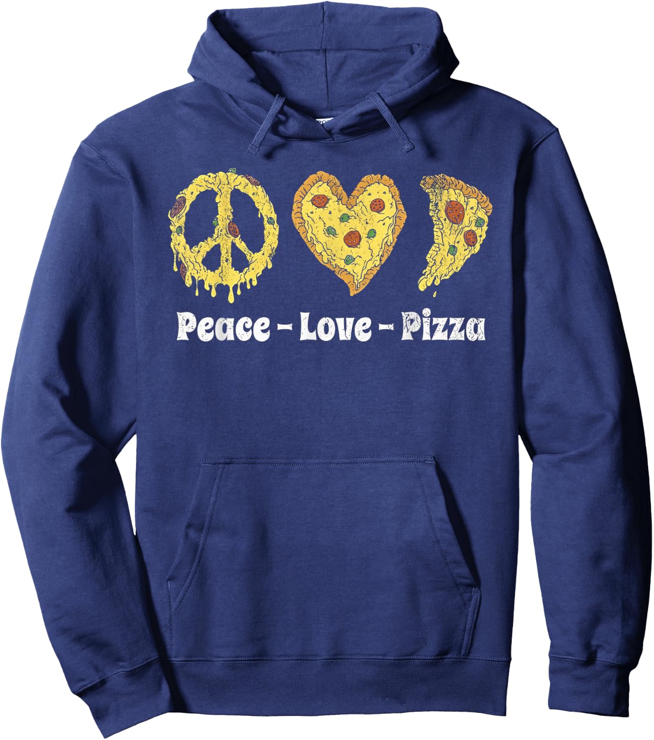 Peace Love Pizza Hoodie - Hoodie | Navy