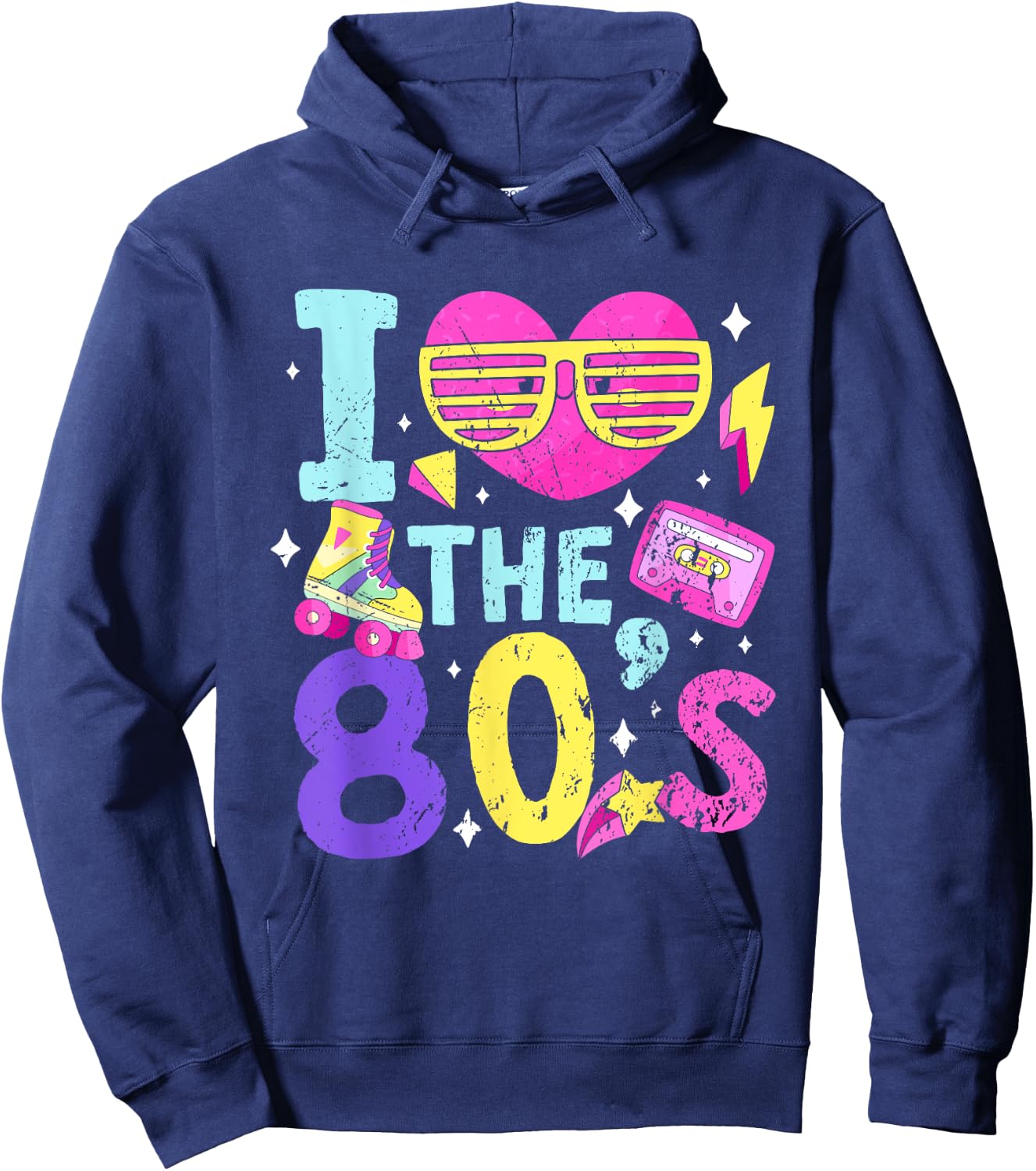 Retro 1980s Party Costume i Love The 80s Hoodie - Hoodie | Navy