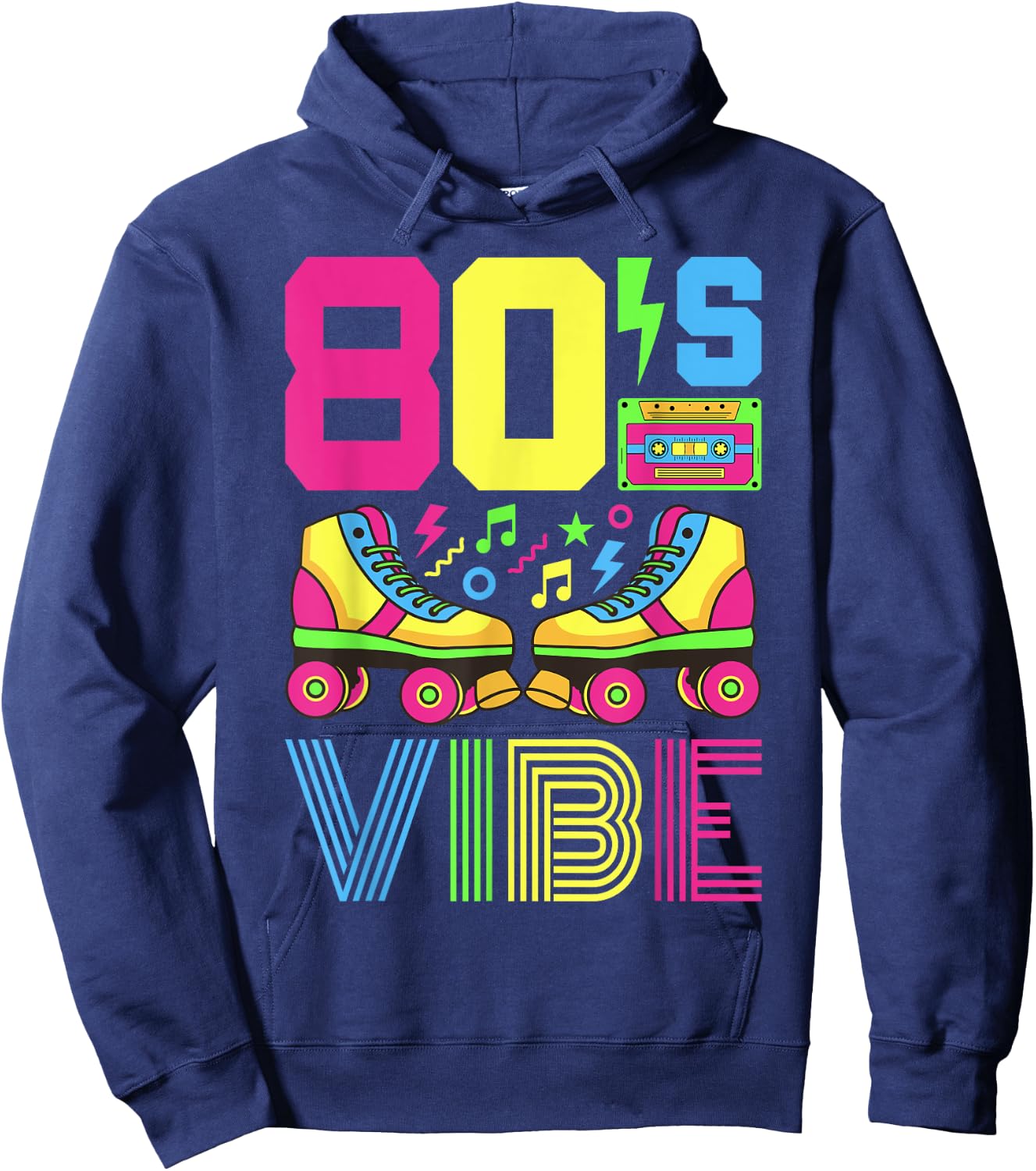 80s Themed Clothes & Outfits Girls Kids 80s Vibe 1980s Fashion Theme Party Outfit Eighties Costume Black Classic Fit Short Sleeve Small Hoodie - Hoodie | Navy