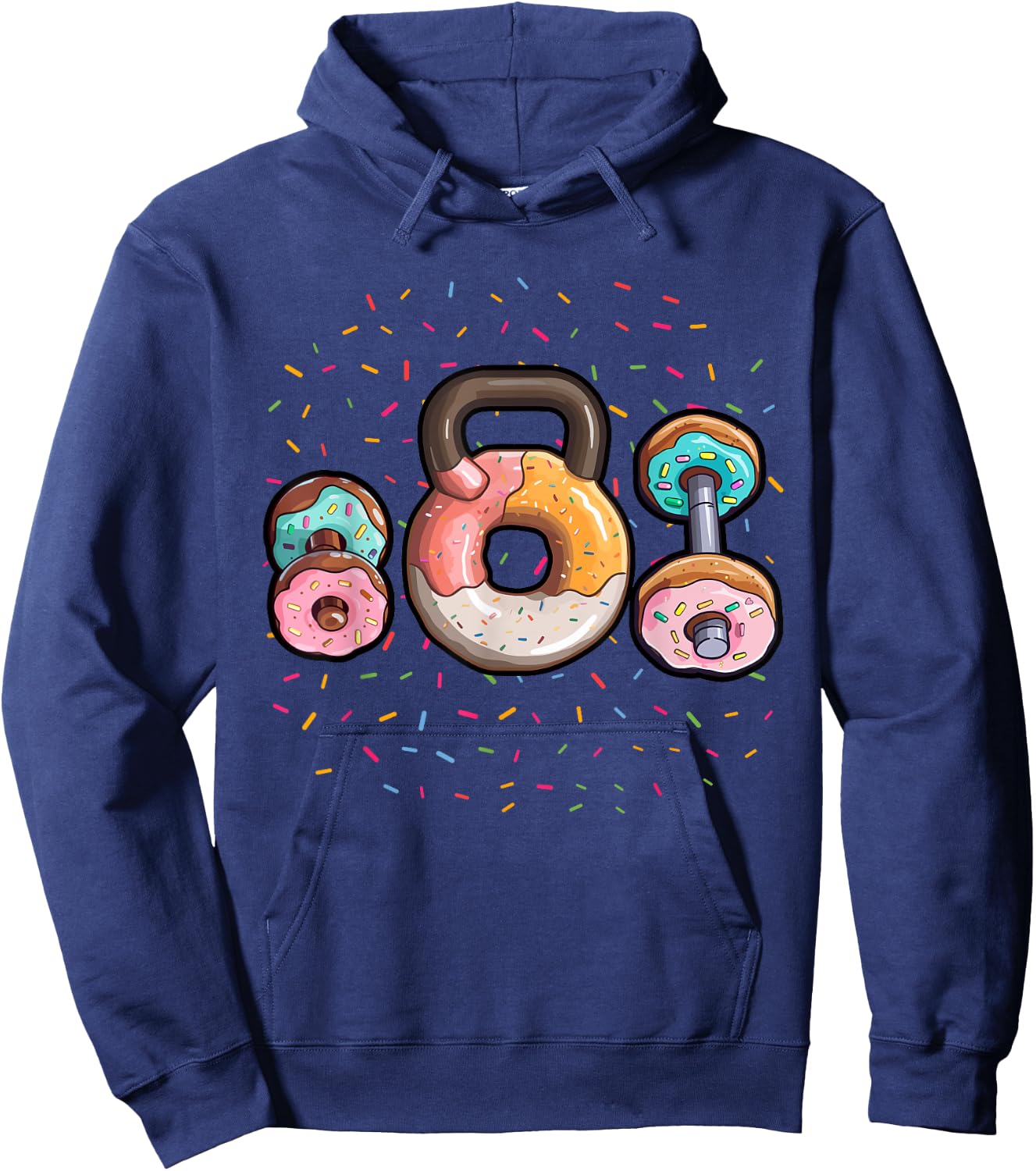 Kettlebell Donut Shirt Funny Gym Shirt Gym Fitness Doughnut Hoodie - Hoodie | Navy