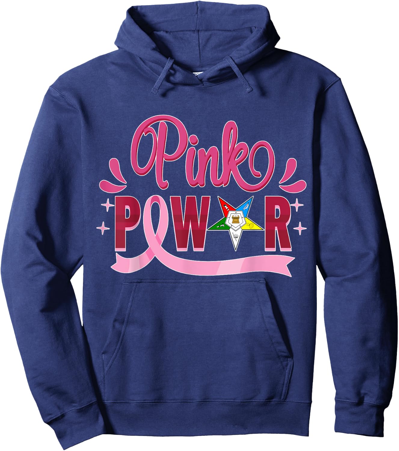 OES Pink Power Order of Eastern Star Breast Cancer Awareness Hoodie - Hoodie | Navy