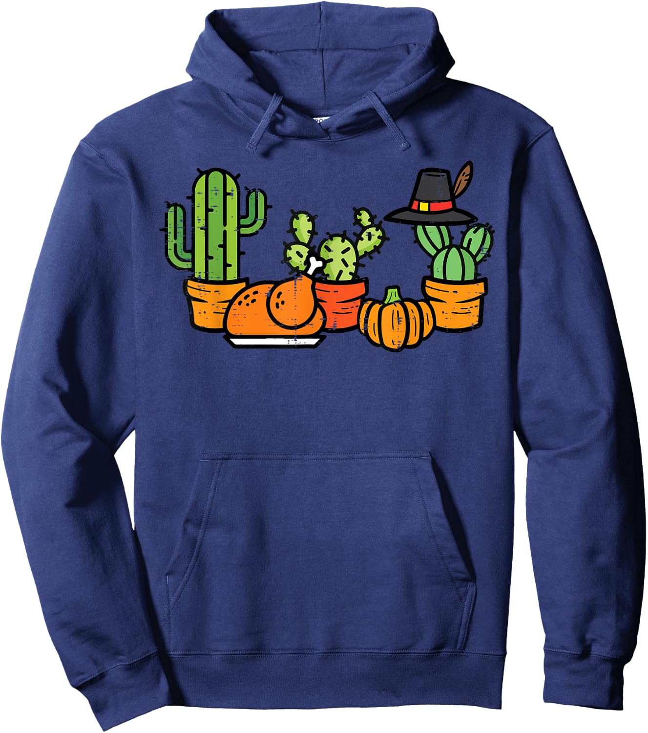 Thanksgiving Cactus Turkey Day Succulent Plant Women Kid Men Hoodie - Hoodie | Navy