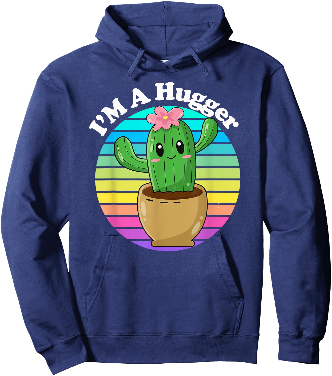Funny I'm A Hugger Cartoon Cute Sarcastic Humor Hoodie - Hoodie | Navy