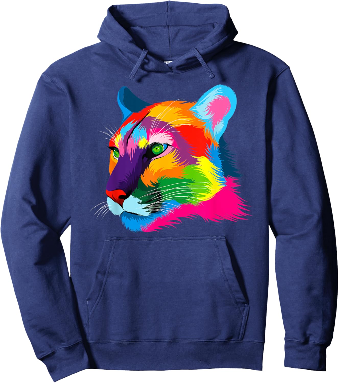 Puma Cougar Head Colorful Art Animals Watercolor Painting Hoodie - Hoodie | Navy