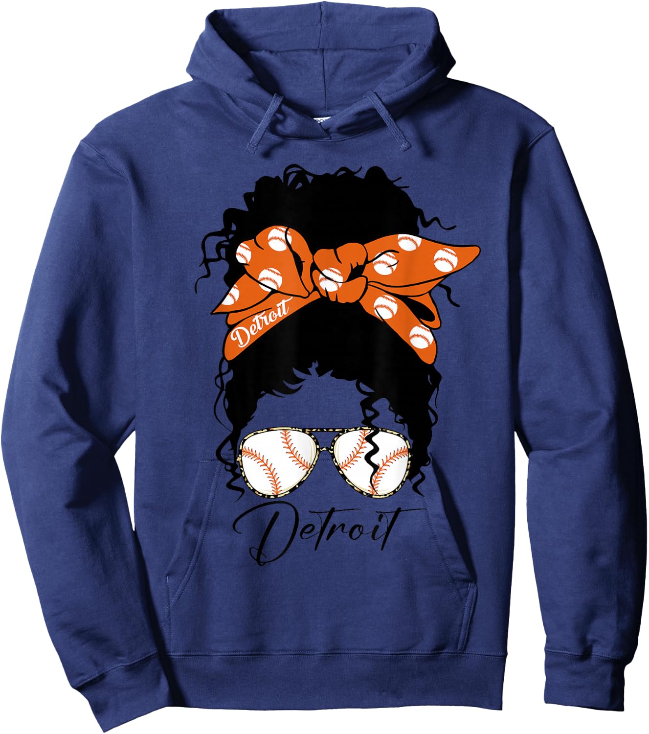 Datroit Messy Bun Souvenir I Love Datroit Hoodie - Hoodie | Navy