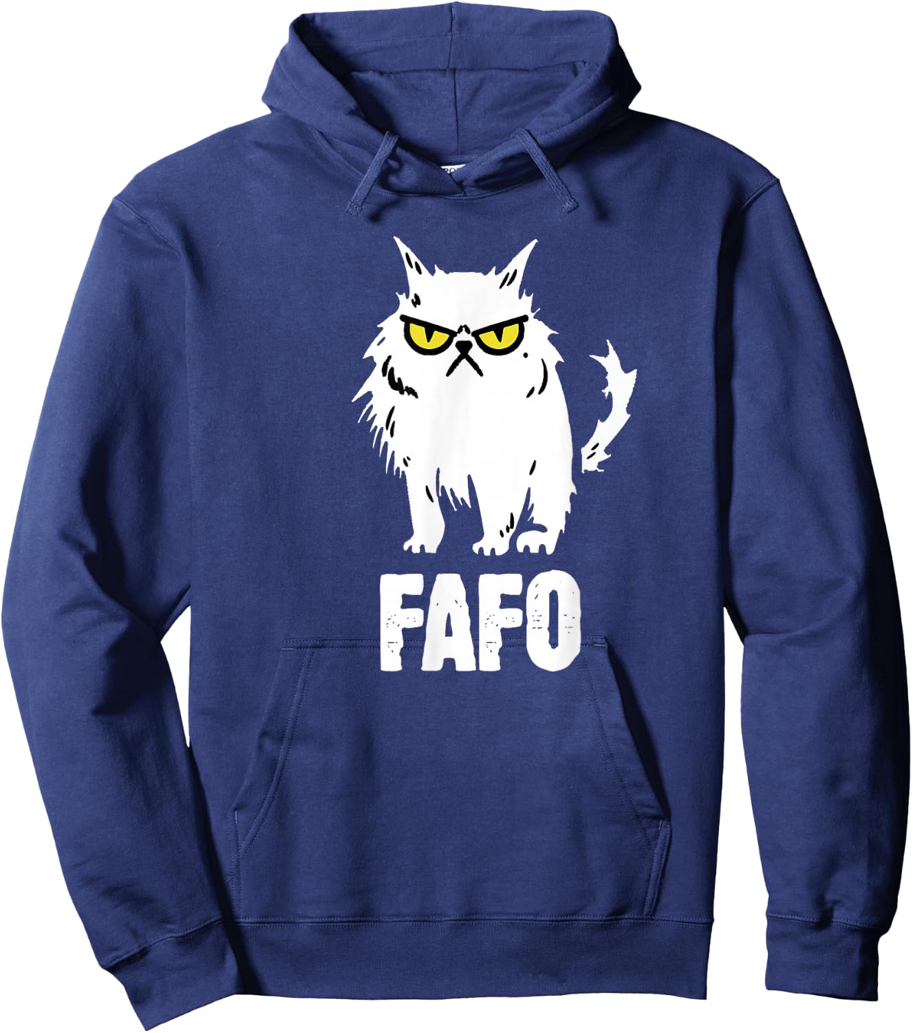 Funny Cat Designs -Adults FAFO Cat - Black - Small - Short Sleeve - - Classic Fit - All Seasons Hoodie - Hoodie | Navy