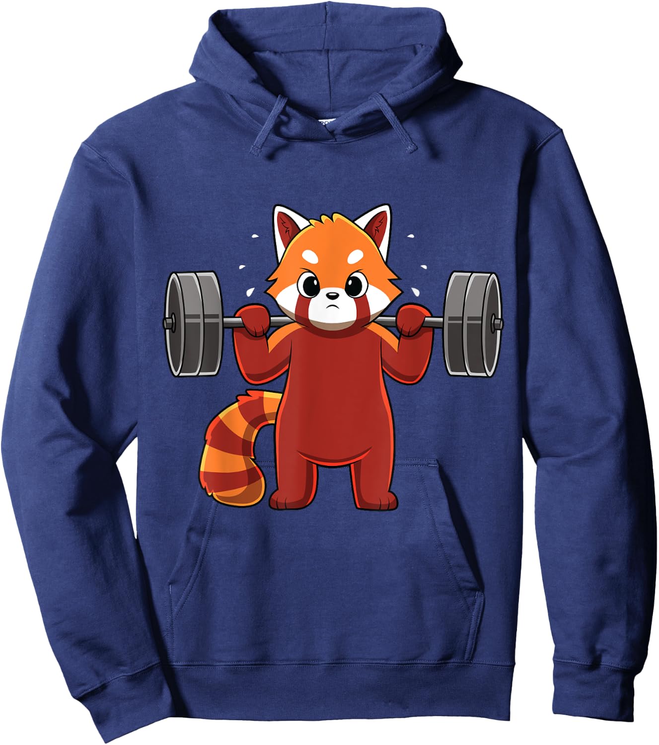 Kawaii Red Panda Weightlifting Funny Fitness Gym Hoodie - Hoodie | Navy