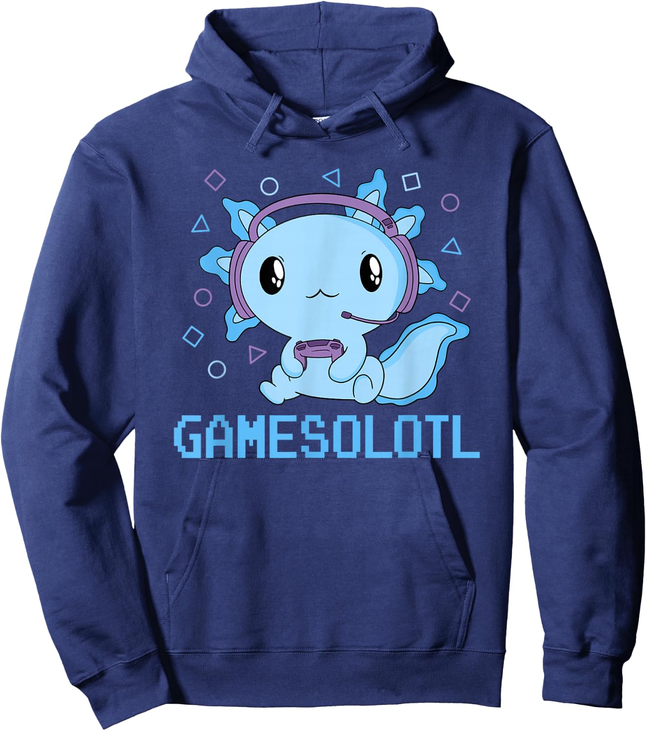 Funny Gamesolotl Kawaii Gaming Axolotl Video Gamer Boys Kids Hoodie - Hoodie | Navy