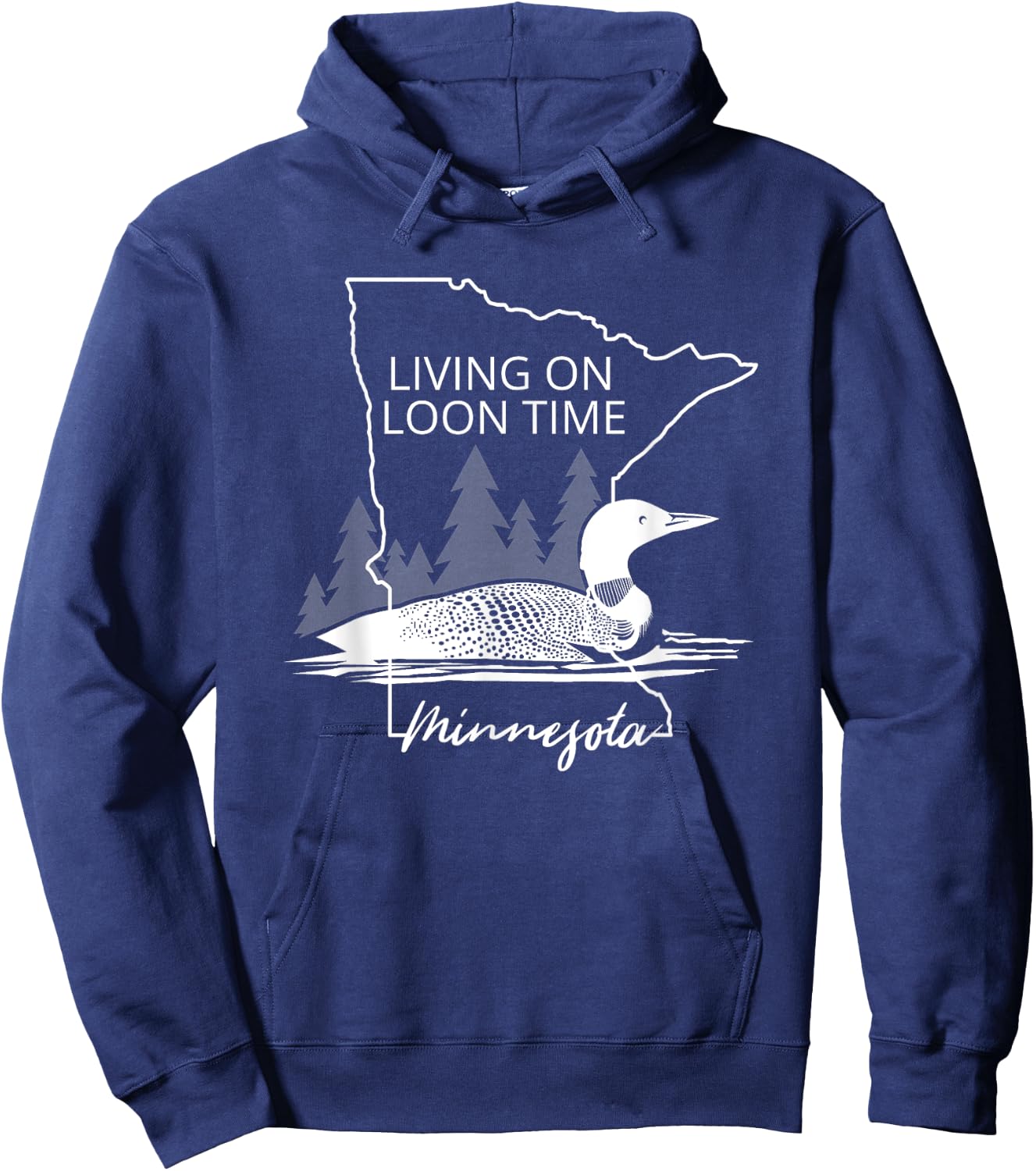 Living On Loon Time Minnesota State Bird Common Loon Hoodie - Hoodie | Navy