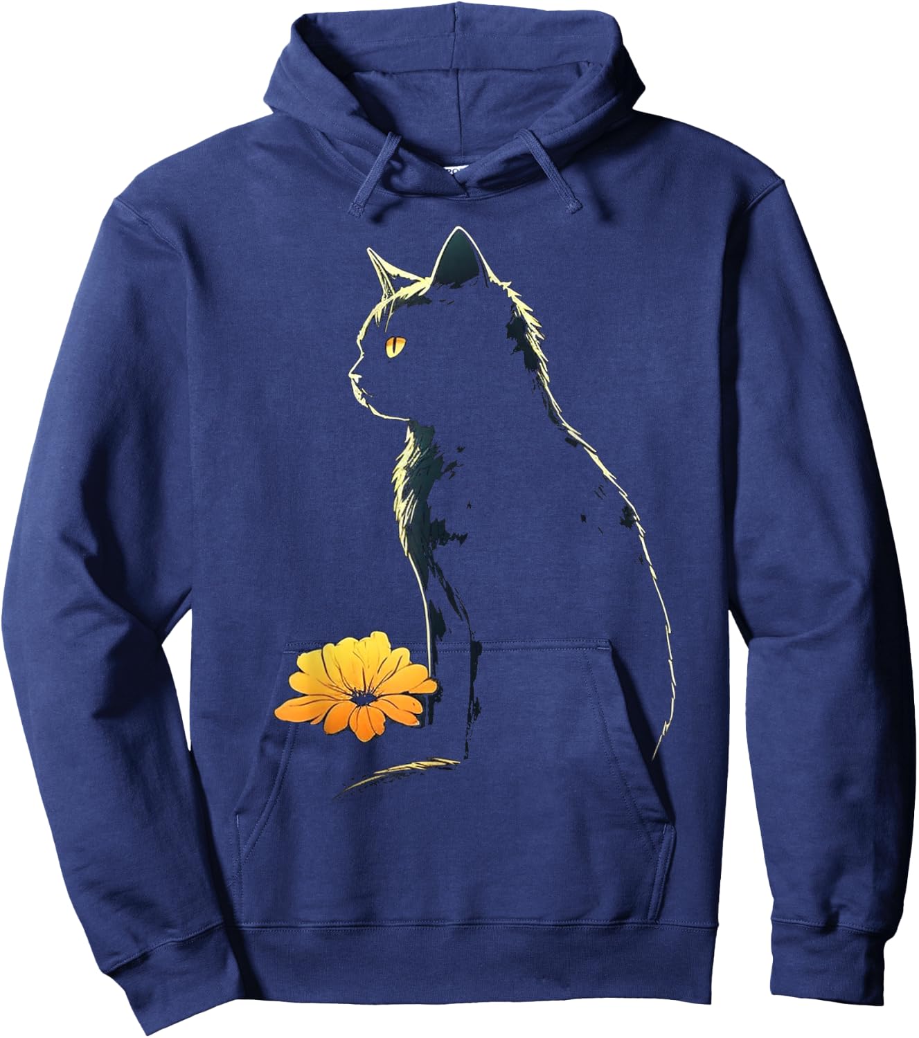 Cat Artwork - Flowers Art Cat Motif Animal Cat Hoodie - Hoodie | Navy