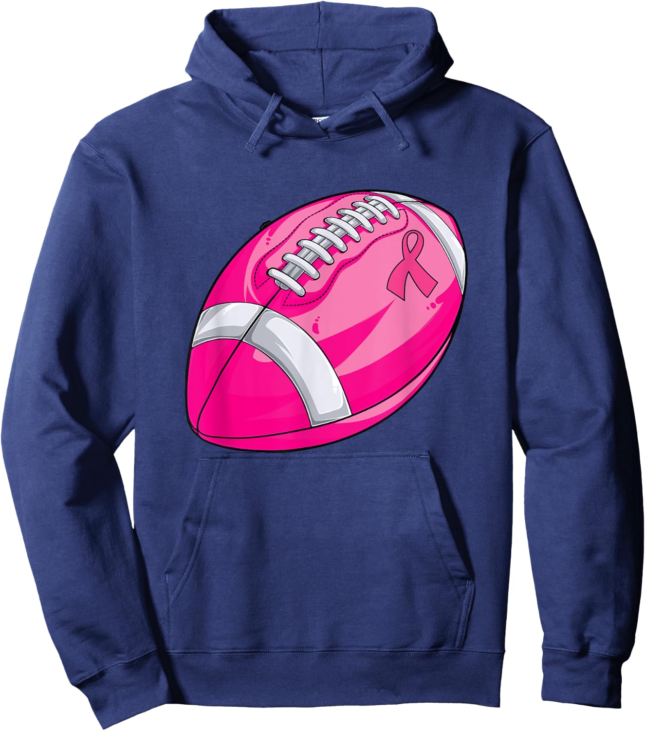 In October We Wear Pink Football Breast Cancer Awareness Hoodie - Hoodie | Navy