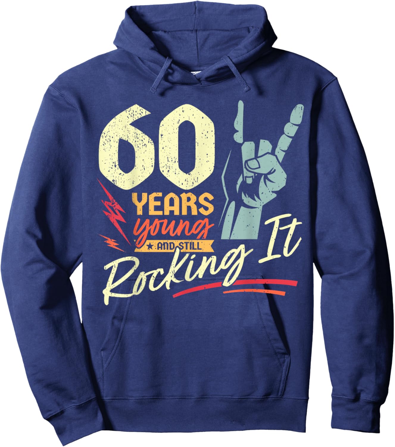 60th Birthday Funny Rock'n'Roll Birthday 60 Years Hoodie - Hoodie | Navy